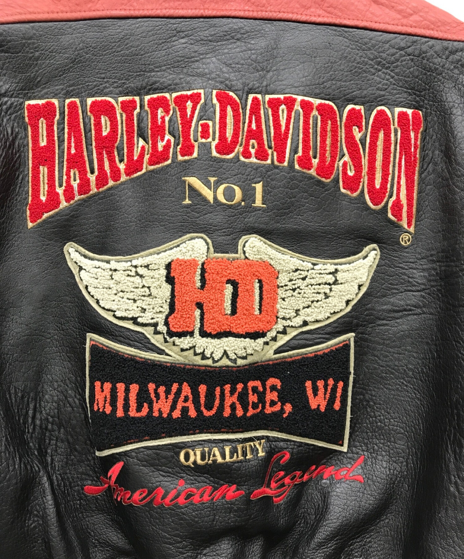HARLEY-DAVIDSON (ハーレーダビッドソン) レザージャケット ブラック×レッド サイズ:L