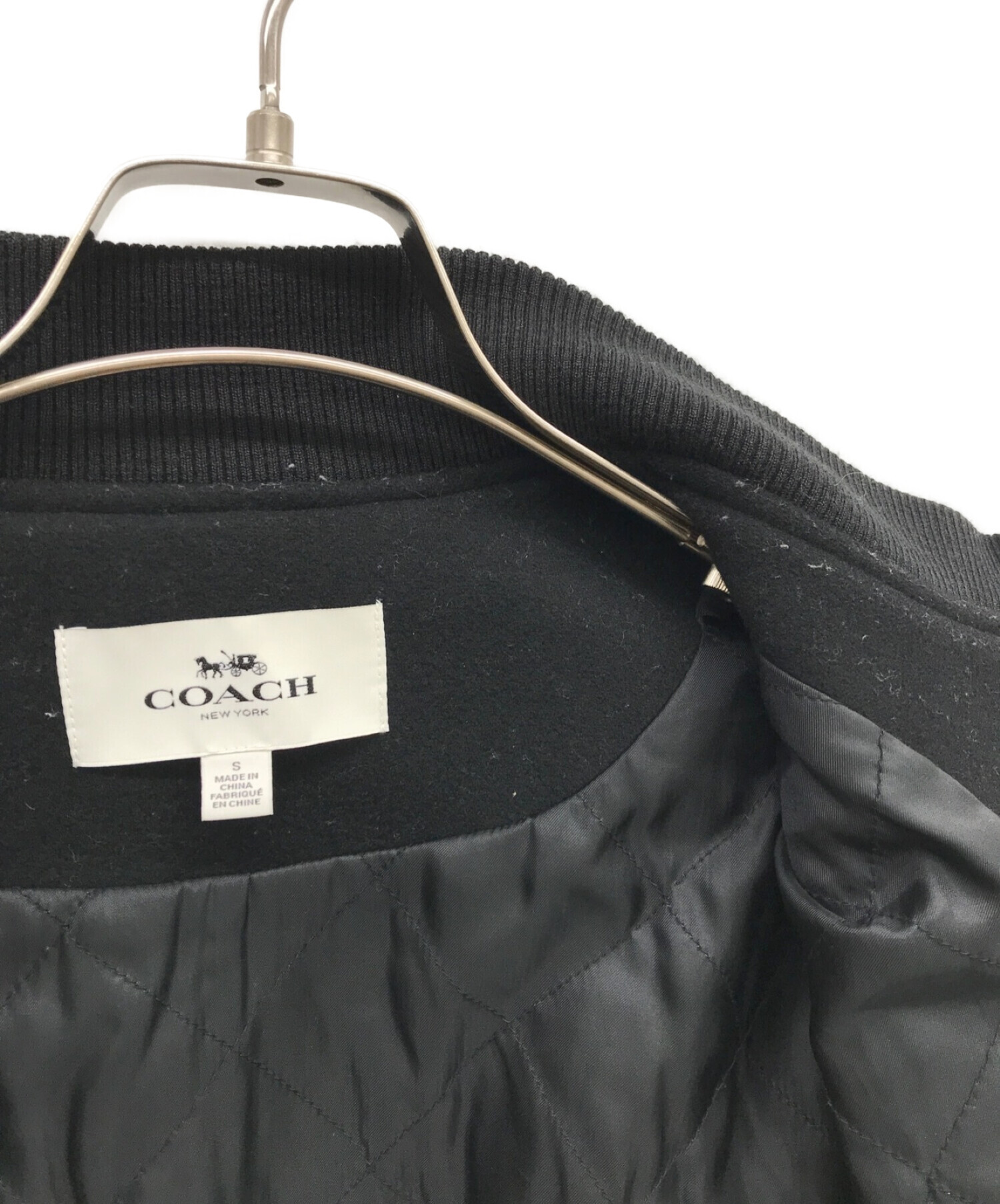 中古・古着通販】COACH (コーチ) レザー切替スタジャン ブラック