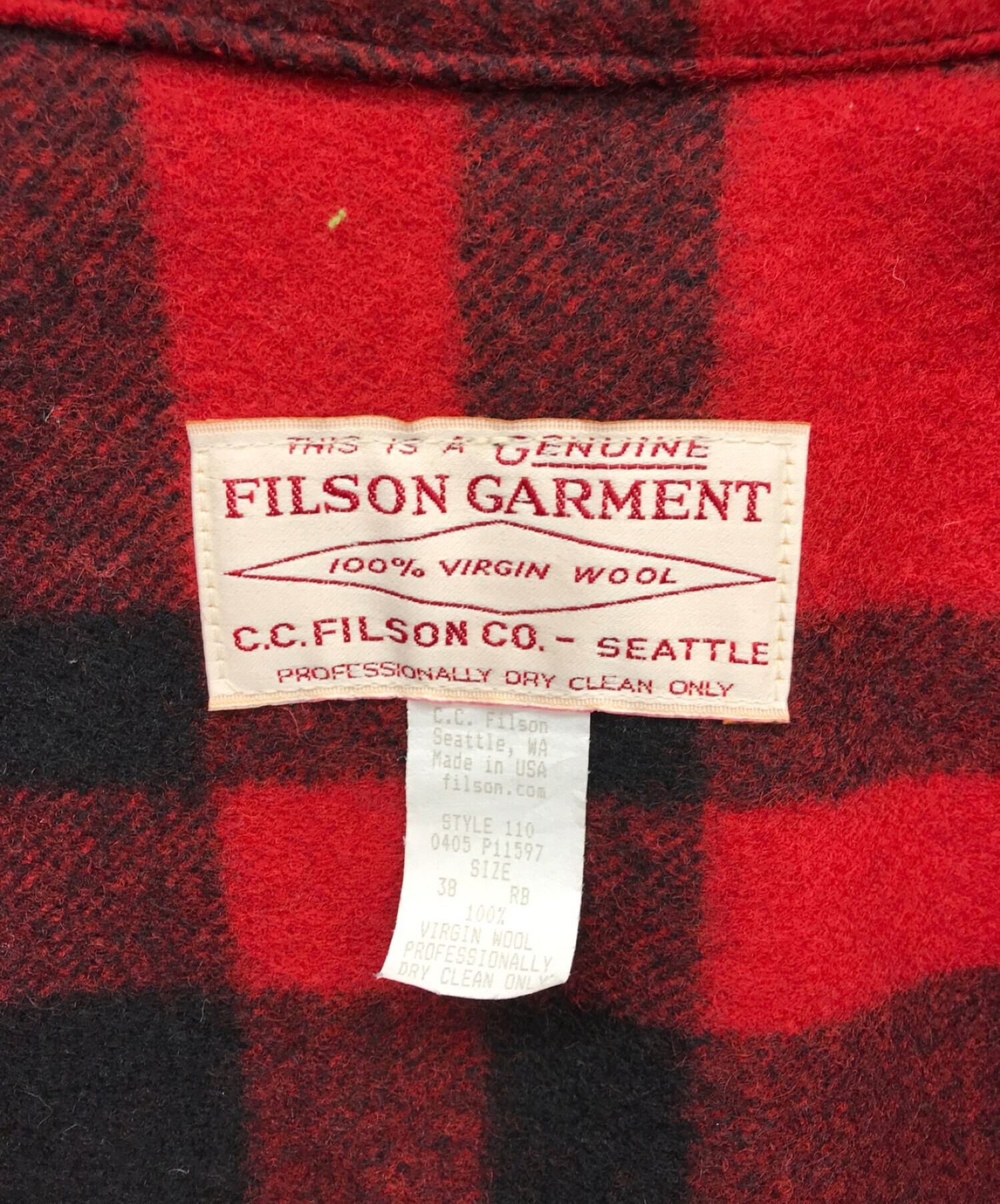 FILSON GARMENT (フィルソンガーメント) マッキーノクルーザージャケット レッド サイズ:38