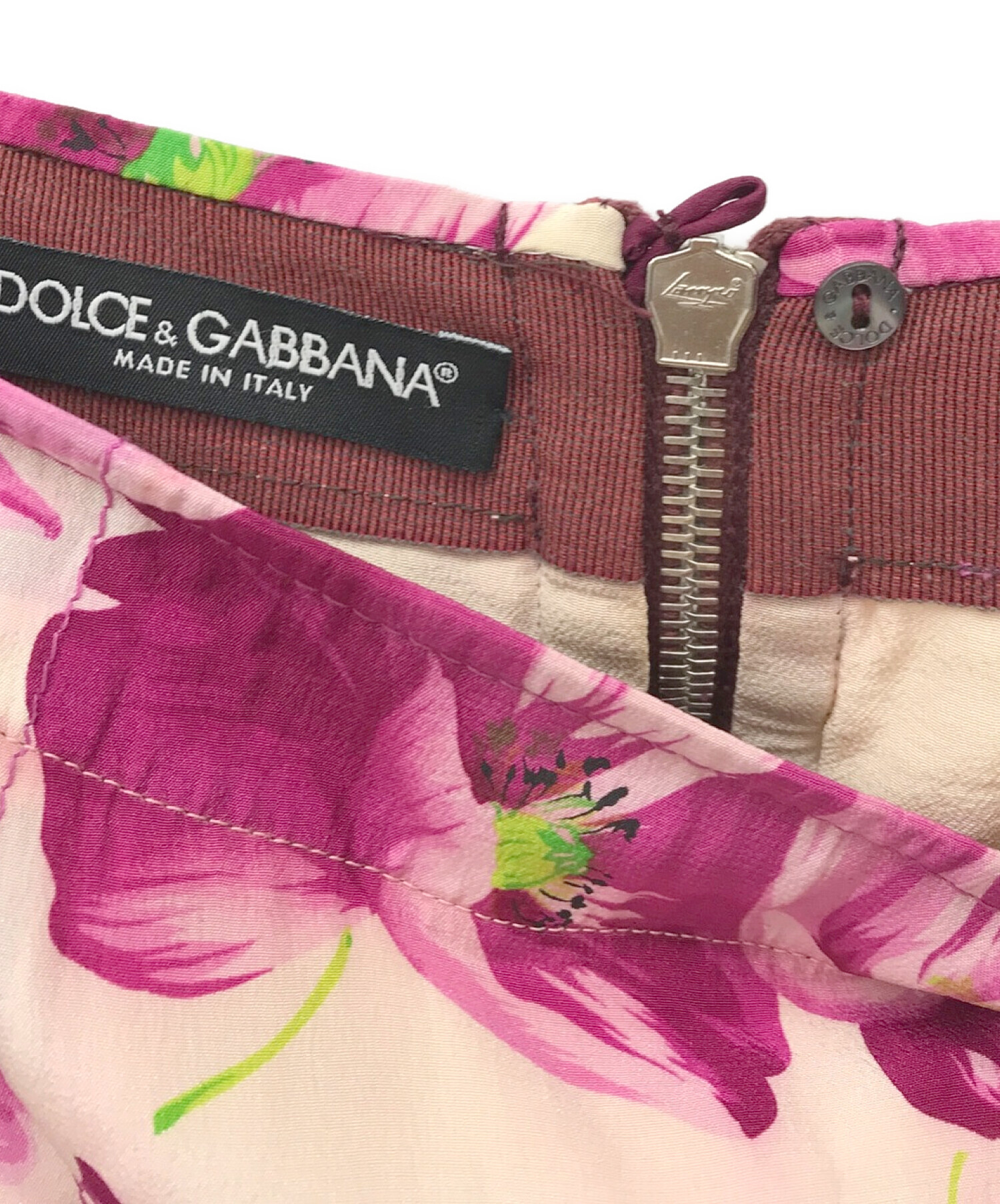 DOLCE & GABBANA (ドルチェ＆ガッバーナ) 花柄スカート ピンク サイズ:40