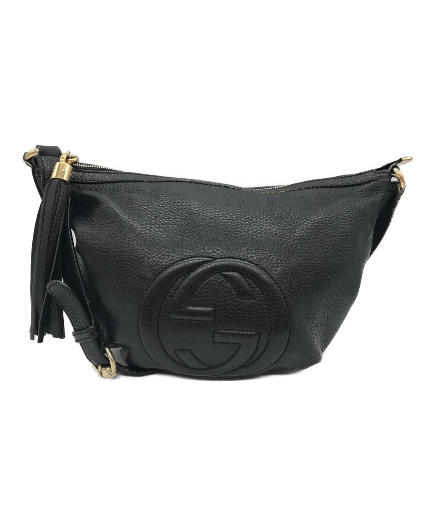 中古・古着通販】GUCCI (グッチ) レザーショルダーバッグ ブラック