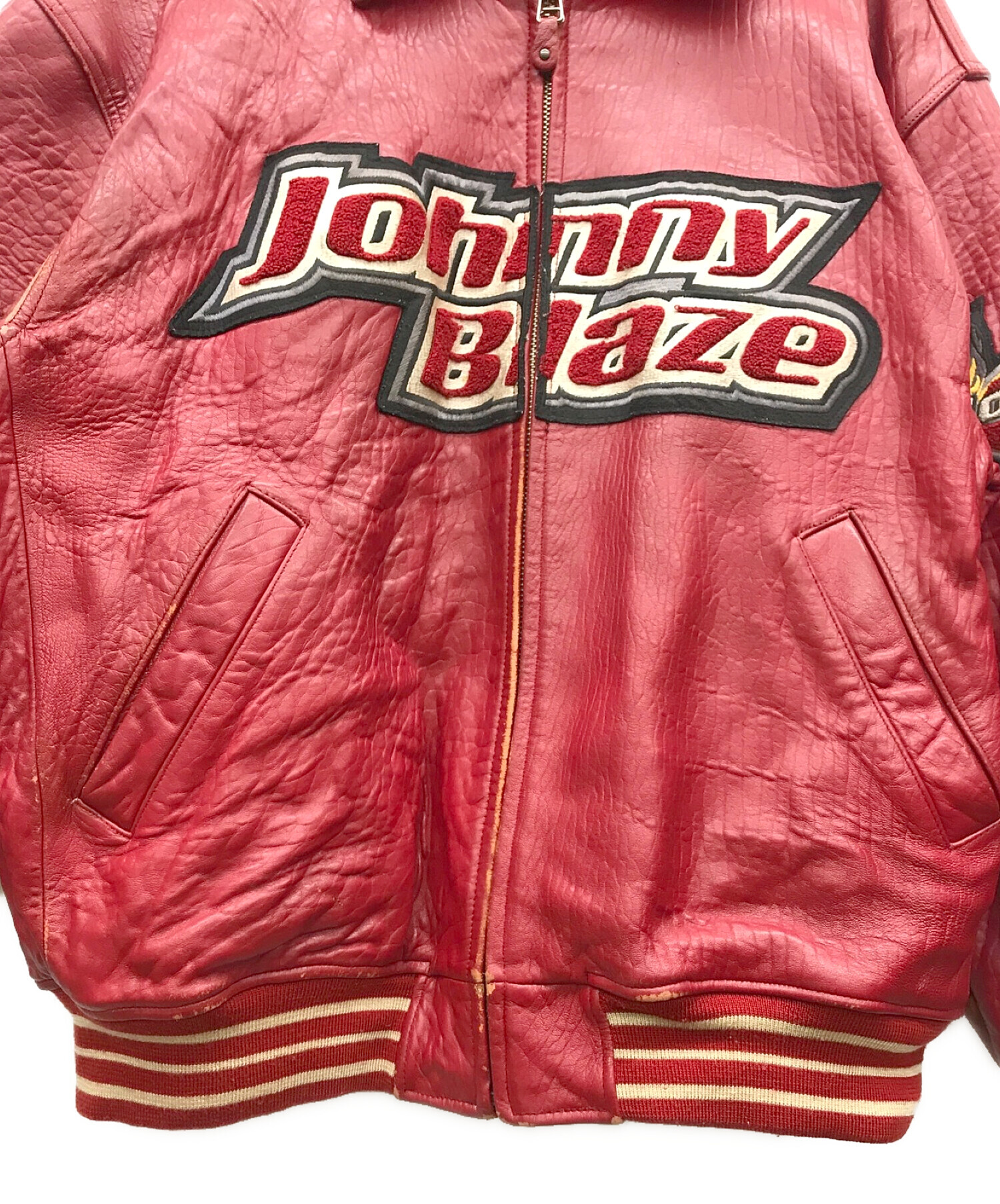 JOHNNY BLAZE (ジョニーブレイズ) レザージャケット レッド サイズ:3XL