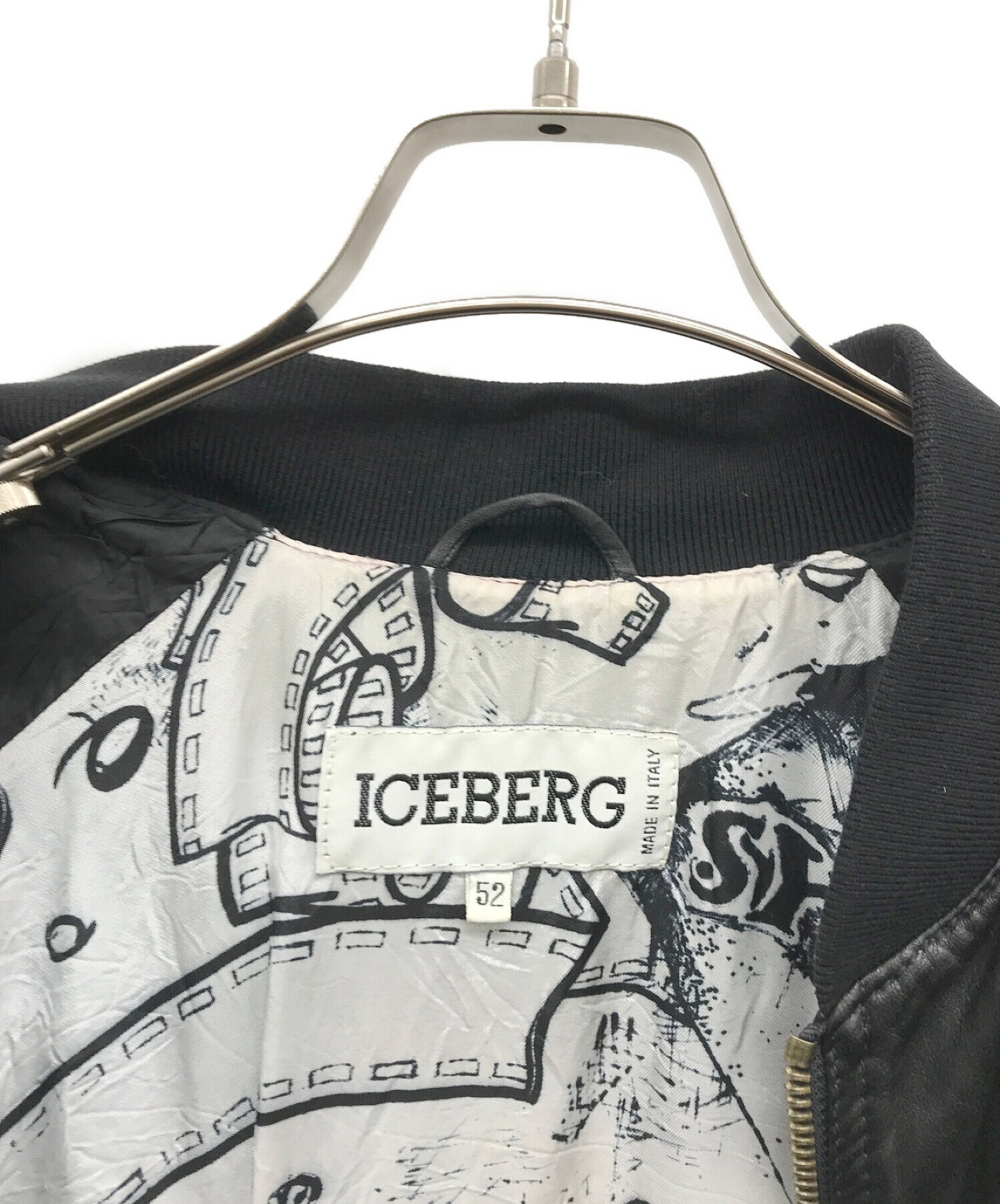 ICEBERG (アイスバーグ) バック刺繍レザーブルゾン ブラック サイズ:52