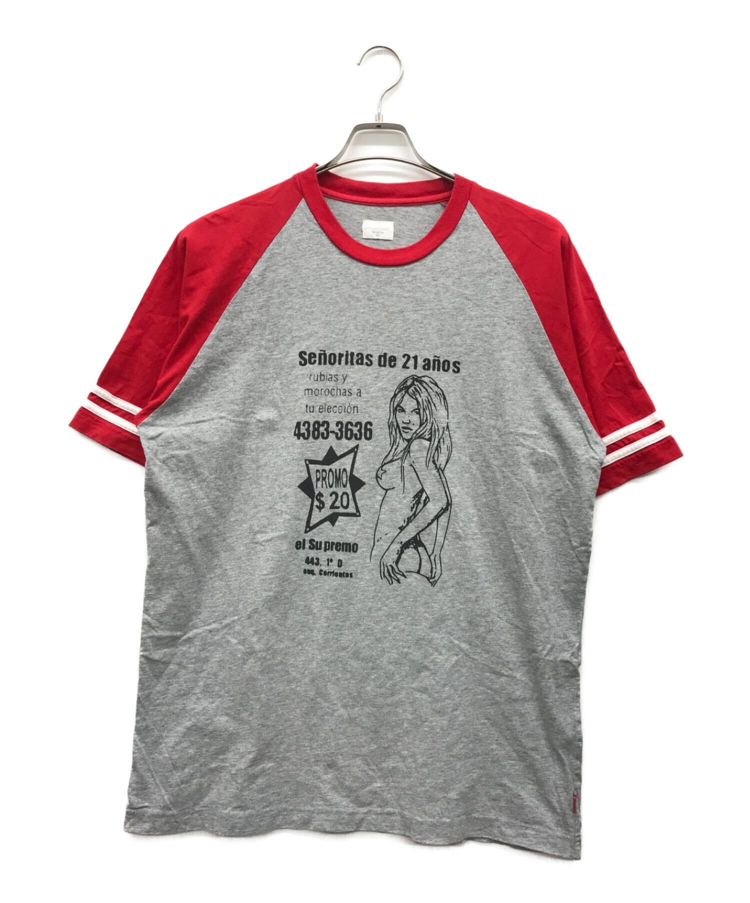 Supreme (シュプリーム) ラグランプリントTシャツ グレー サイズ:L