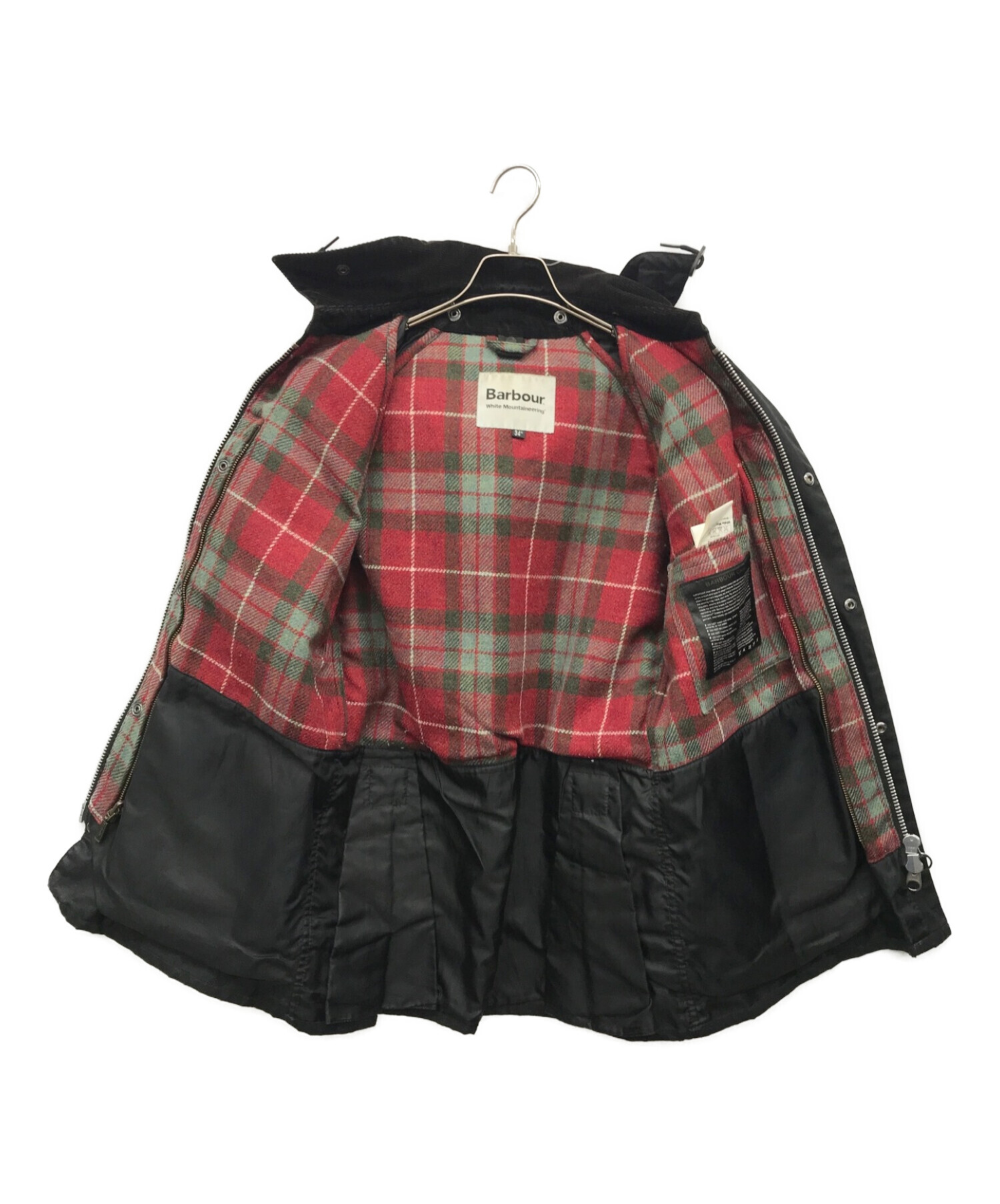 Barbour (バブアー) WHITE MOUNTAINEERING (ホワイトマウンテ二アニング) ワックスコットンフードジャケット ブラック  サイズ:34