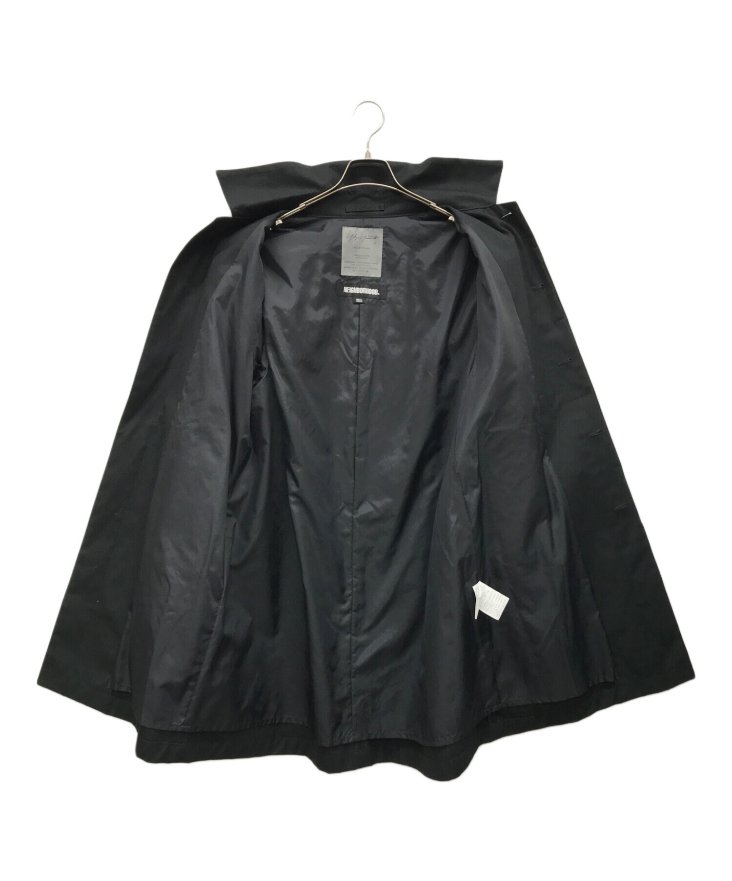 中古・古着通販】Yohji Yamamoto pour homme (ヨウジヤマモト プールオム) NEIGHBORHOOD (ネイバーフッド)  バックロゴバルカラーコート ブラック サイズ:SMALL REGULAR｜ブランド・古着通販 トレファク公式【TREFAC FASHION】スマホサイト