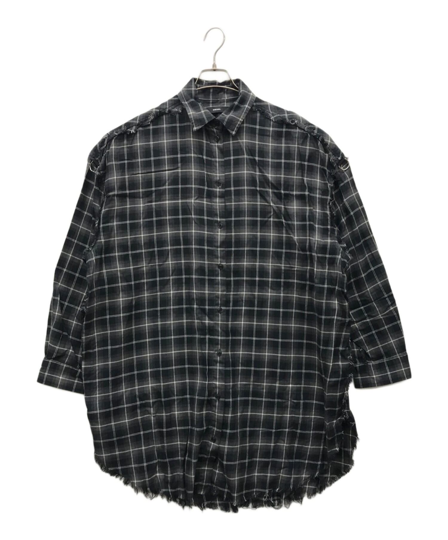 中古・古着通販】DIESEL (ディーゼル) ダメージ加工チェックシャツワンピース ブラック サイズ:S 175/84A｜ブランド・古着通販  トレファク公式【TREFAC FASHION】スマホサイト