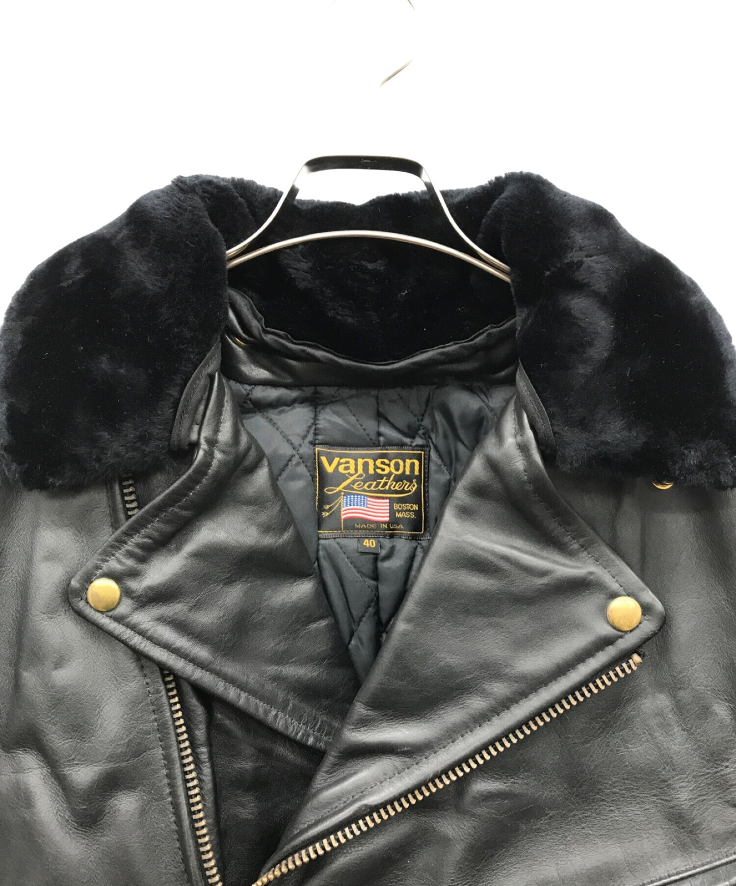 中古・古着通販】VANSON (バンソン) ダブルライダースジャケット ブラック サイズ:40｜ブランド・古着通販 トレファク公式【TREFAC  FASHION】スマホサイト