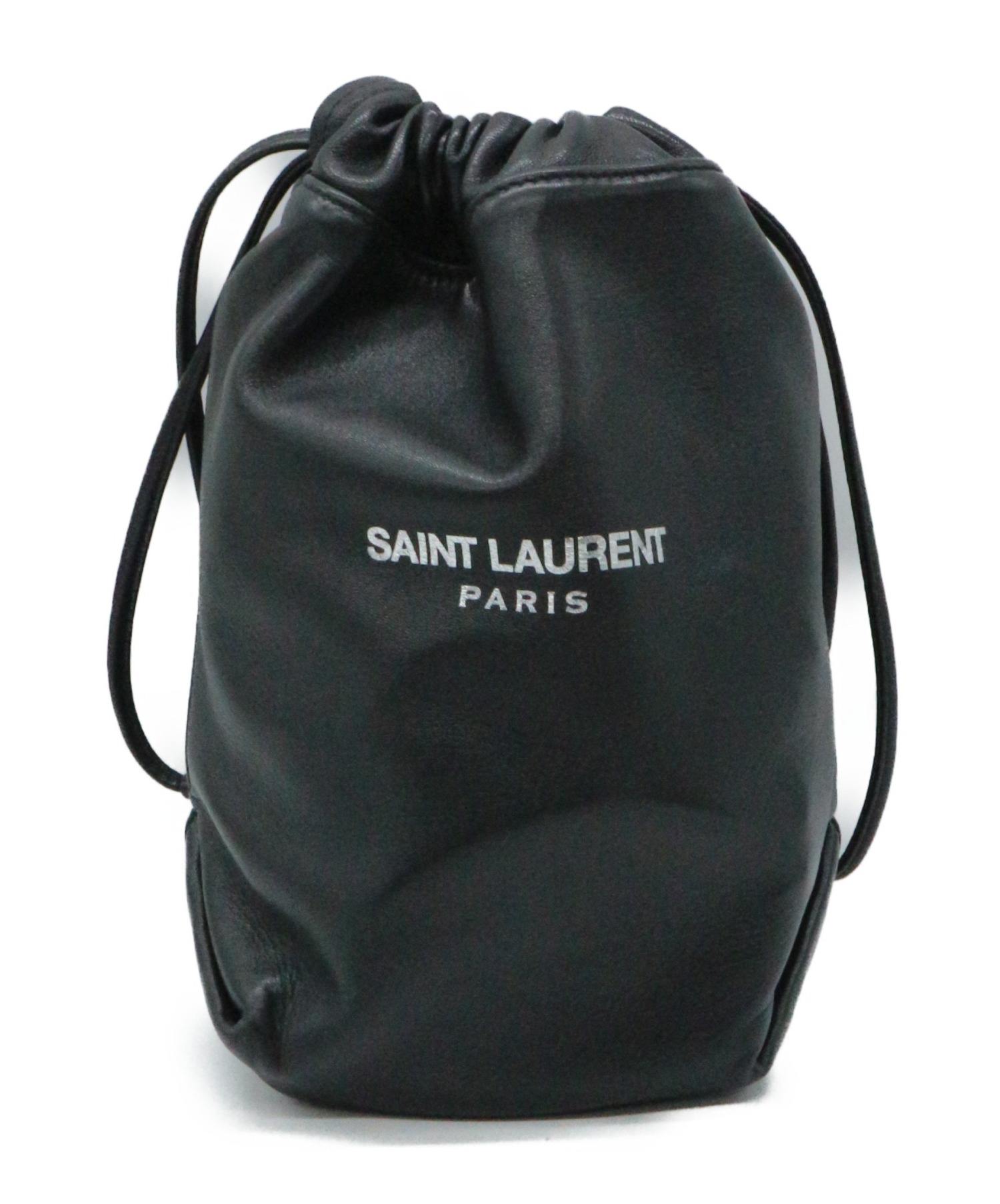 Saint Laurent Paris (サンローランパリ) スモールポーチ付き巾着ショルダーバッグ ブラック TEDDY YSL583328 0319