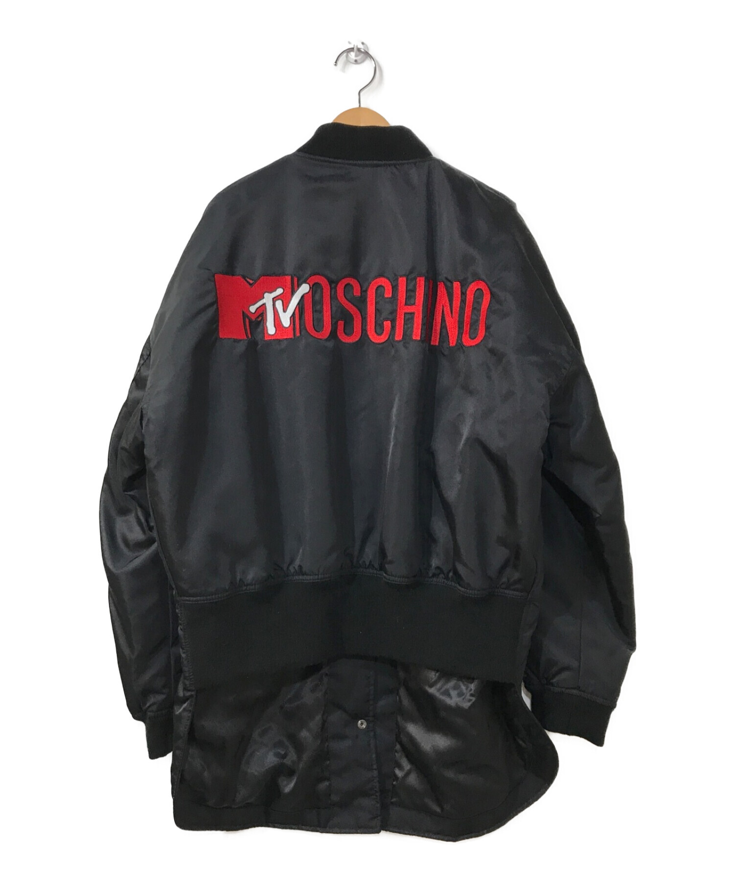 H&MOSCHINO (エイチアンドモスキーノ) コラボロングMA-1ジャケット ブラック サイズ:M 未使用品