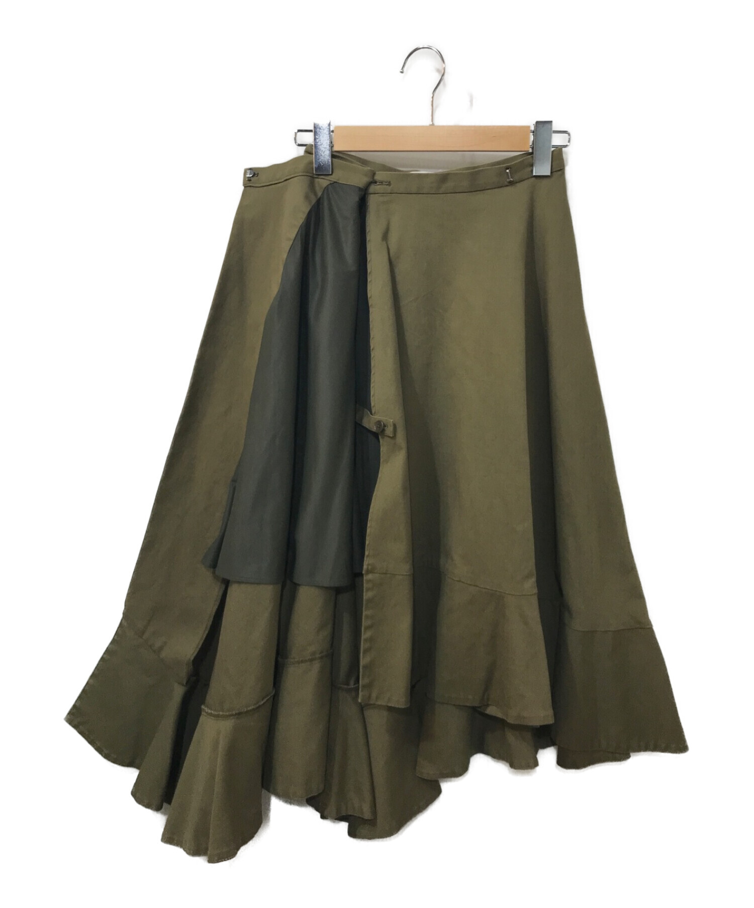 CLANE (クラネ) ASYMMETRY HEM SKIRT カーキ サイズ:1