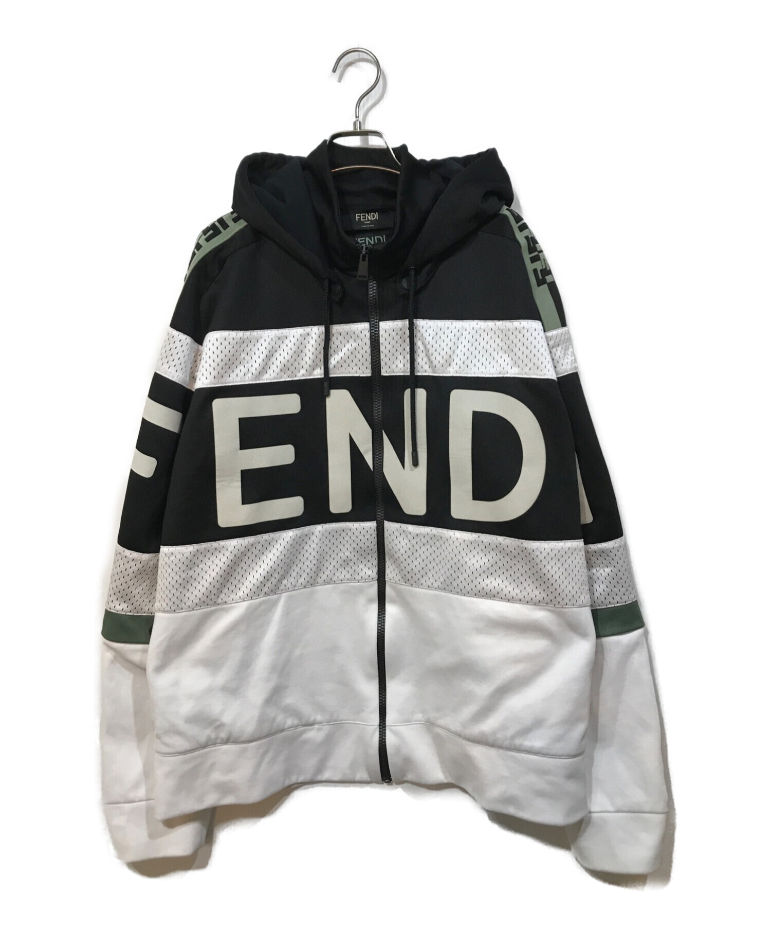 FENDI (フェンディ) ビックロゴメッシュジャージージャケット ブラック サイズ:XXL