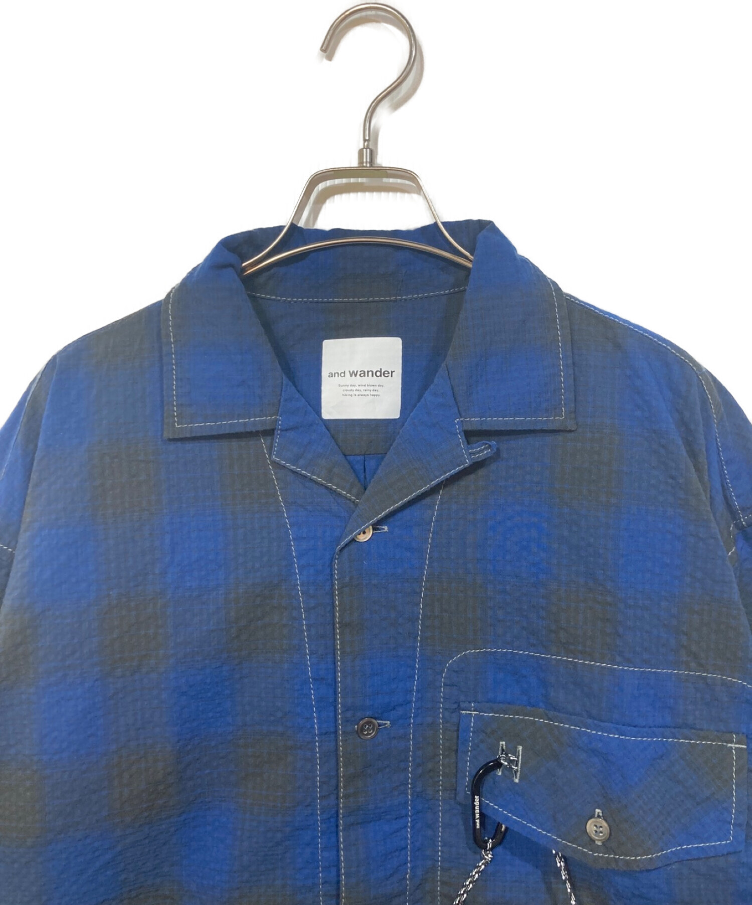 中古・古着通販】and wander (アンドワンダー) dry check open shirt