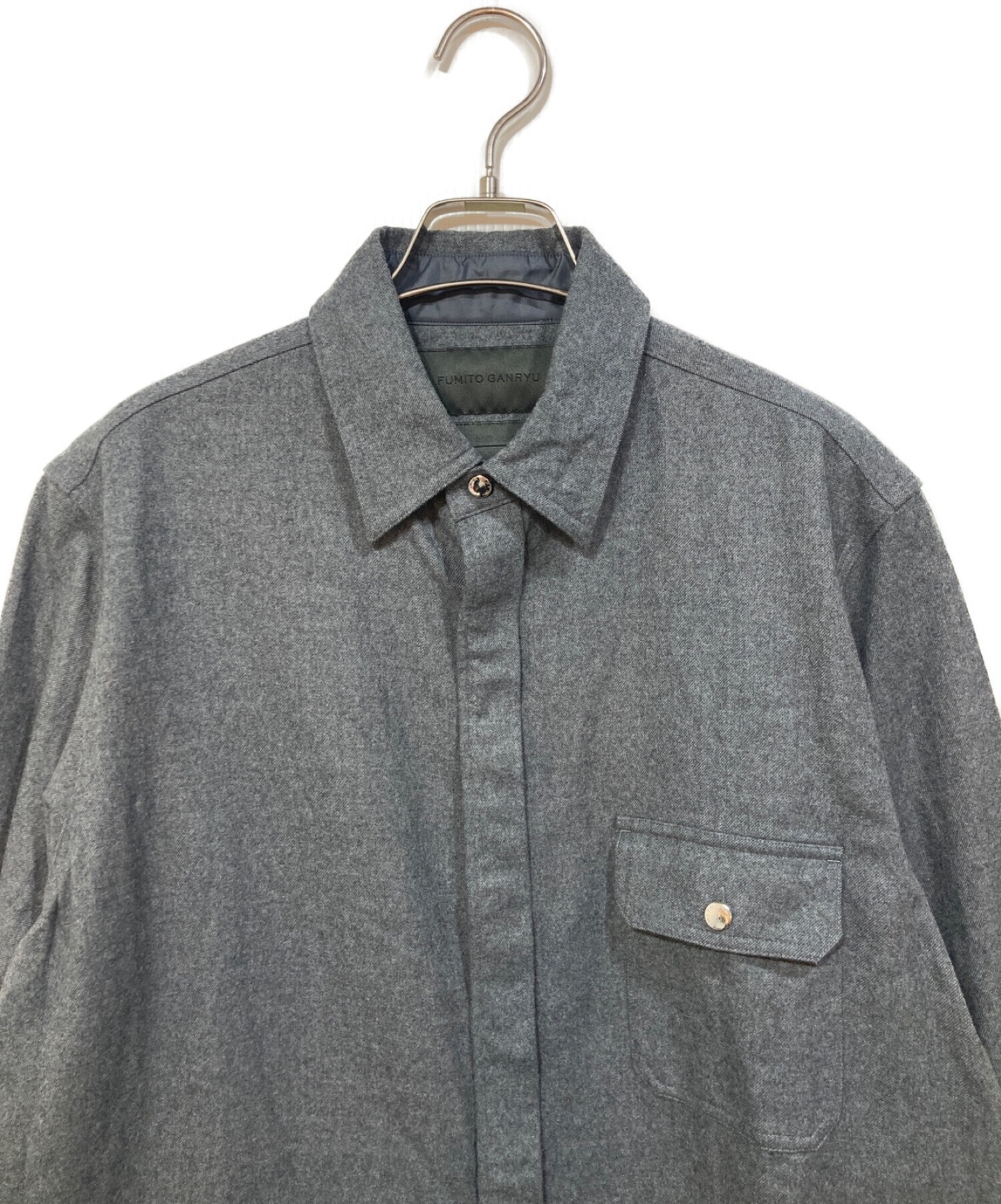 FUMITO GANRYU (フミトガンリュウ) ウールオーバーサイズシャツ グレー サイズ:1