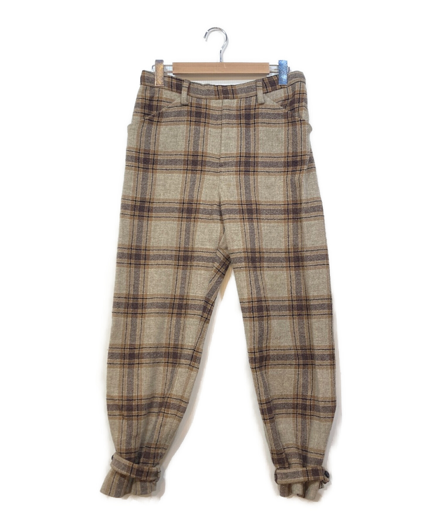 SUNSEA (サンシー) Check Straight Pants/チェックストレートパンツ ブラウン サイズ:1
