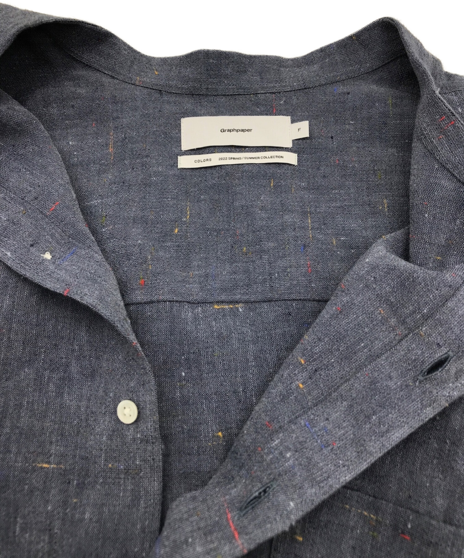 Graphpaper (グラフペーパー) COLOR-NEP OXFORD L/S BAND COLLAR SHIRT ネイビー サイズ:F