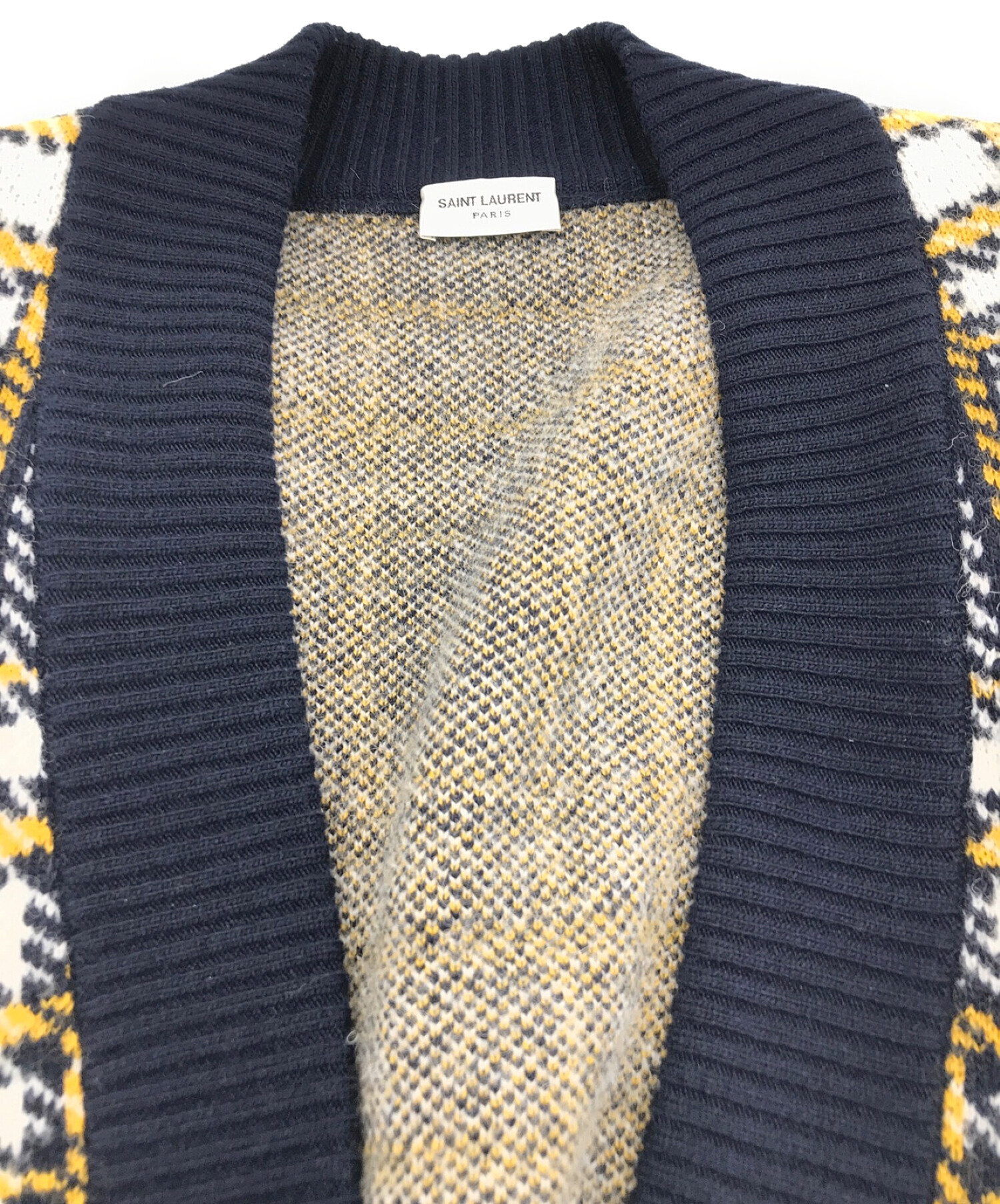 中古・古着通販】Saint Laurent Paris (サンローランパリ) チェックカーディガン ネイビー サイズ:XS｜ブランド・古着通販  トレファク公式【TREFAC FASHION】スマホサイト