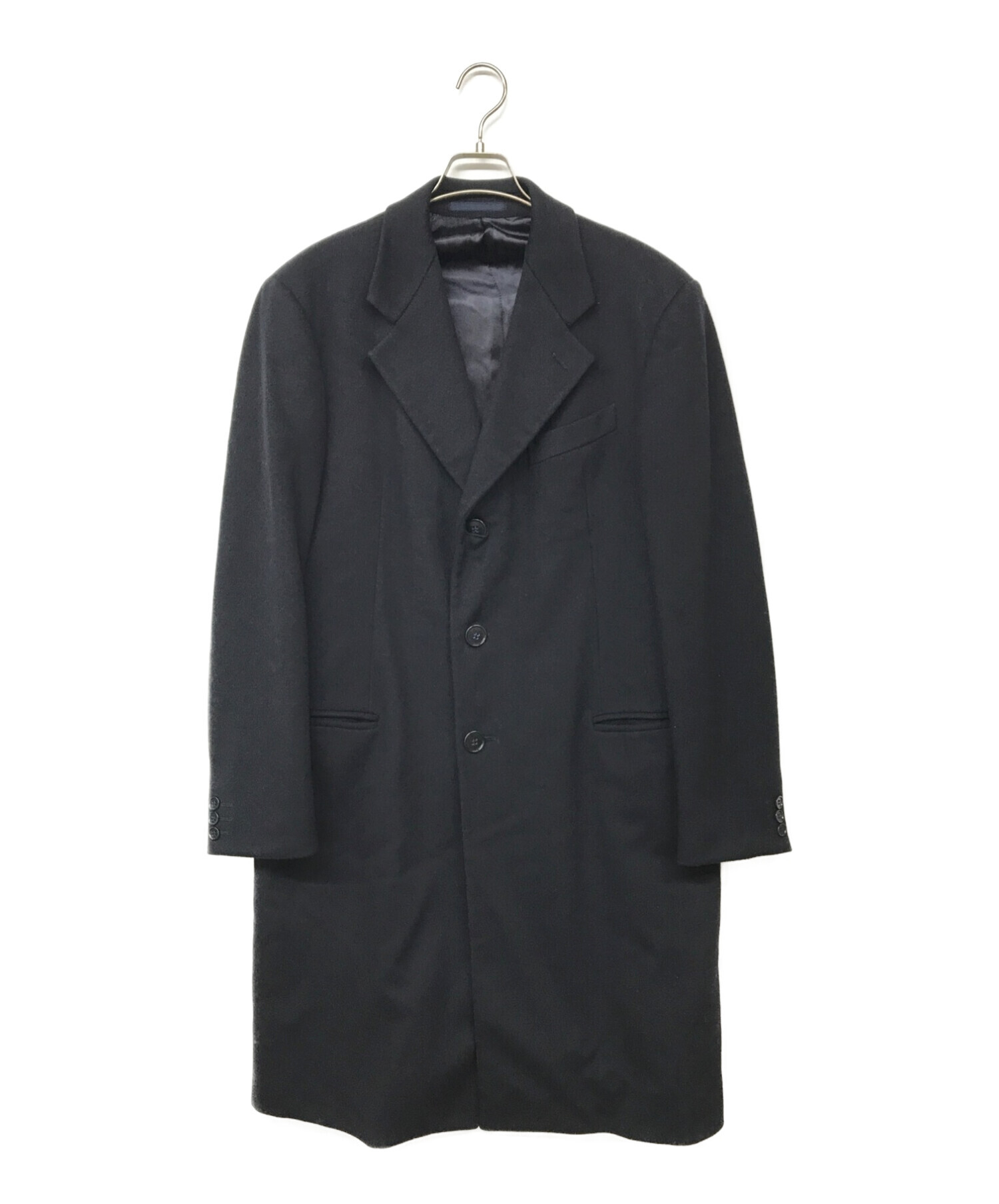 素材表地アルマーニ コレッツォーニ ARMANI COLLEZIONI コート ベルト付き ロングコート ウール ハイネック アウター メンズ イタリア製 50(M相当) ブラック