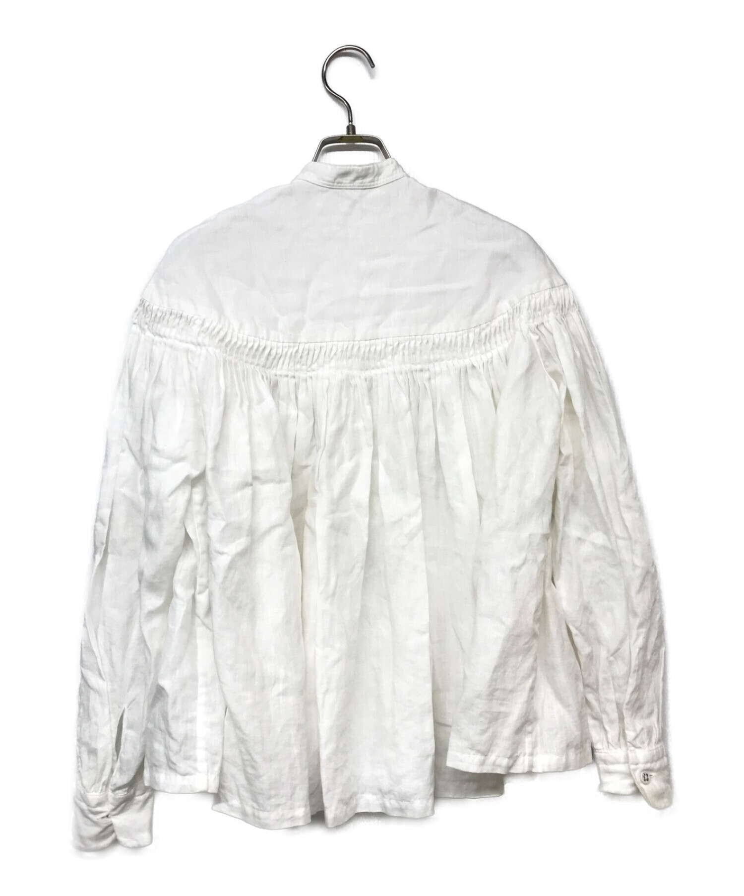SCYE (サイ) リネン高密度 長袖タックシャツ ホワイト サイズ:36