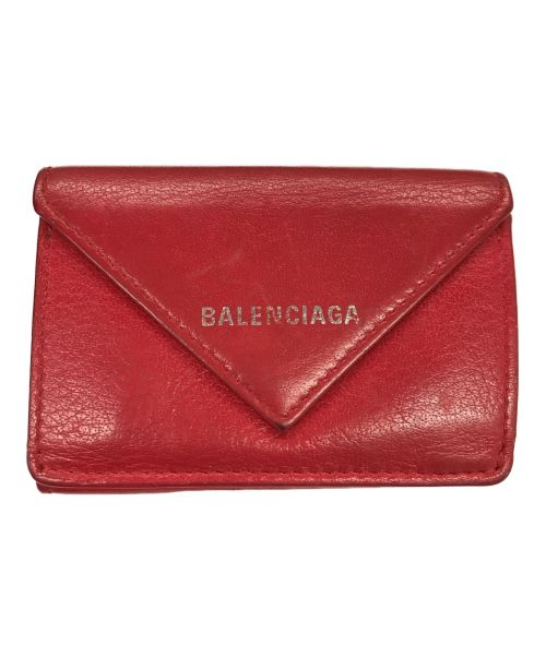 バレンシアガ BALENCIAGA 三つ折り財布 レザー レッド 赤 TN607-