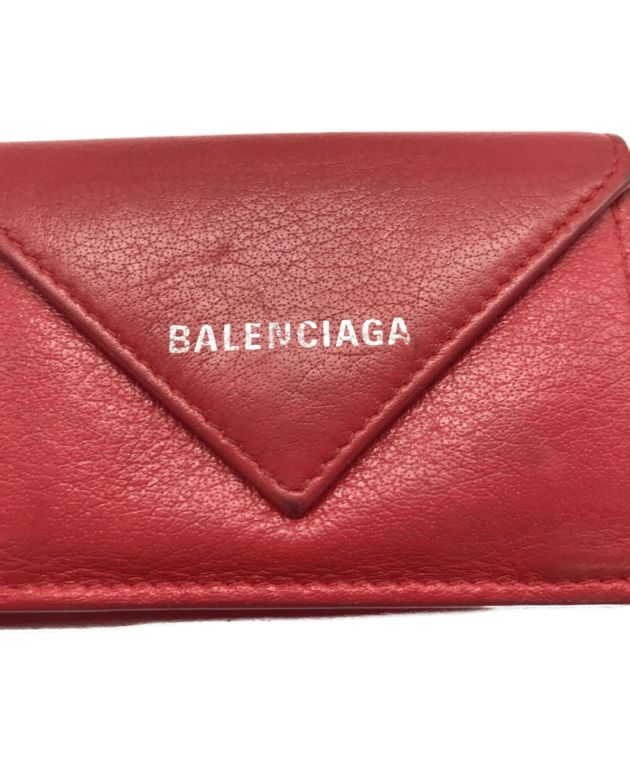 BALENCIAGA (バレンシアガ) 三つ折り財布 ペーパー ミニ財布 レッド