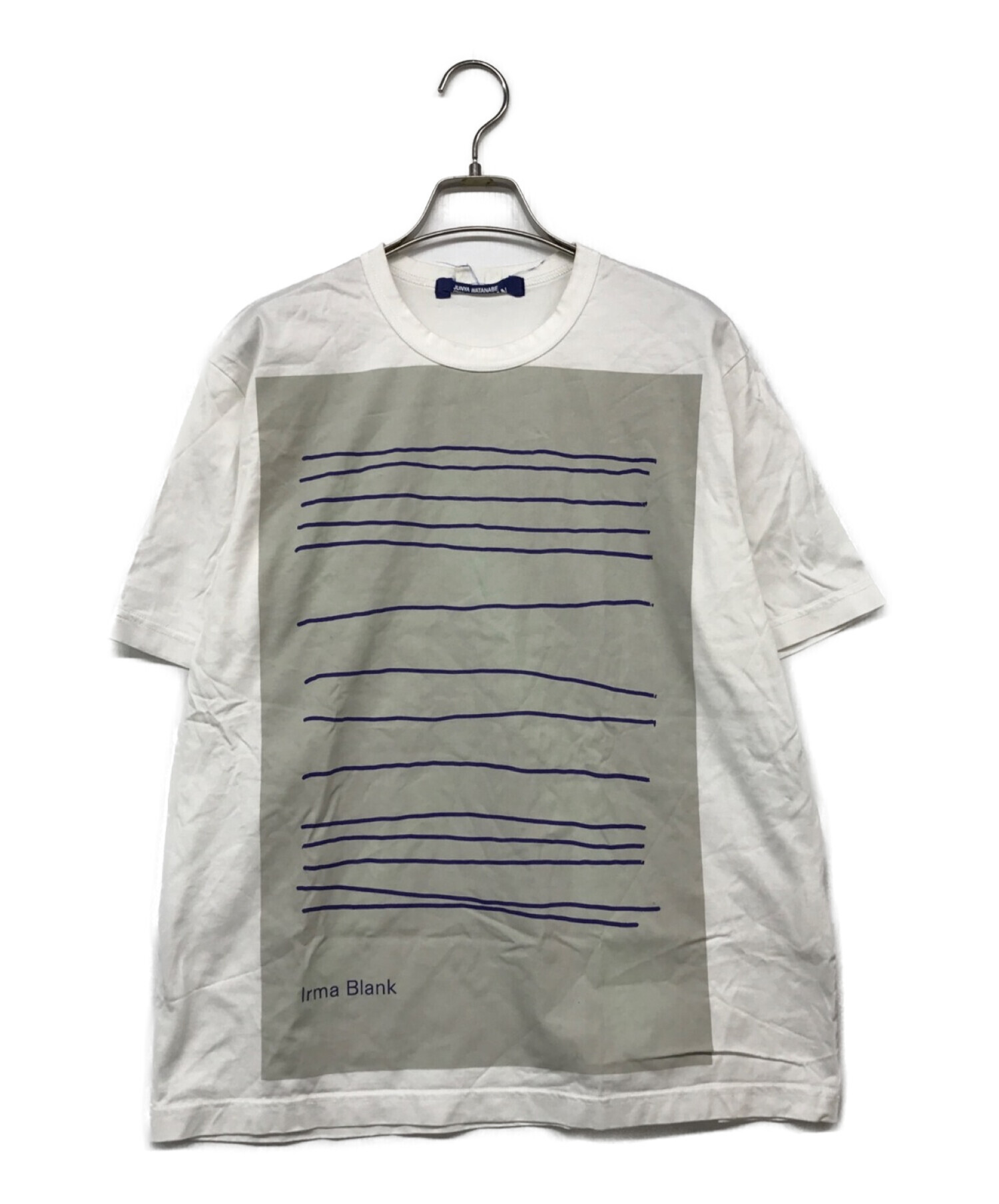 COMME des GARCONS JUNYA WATANABE MAN Horizontal Lines Print  T-Shirt/ホリゾンタルラインプリントＴシャツ ホワイト サイズ:M