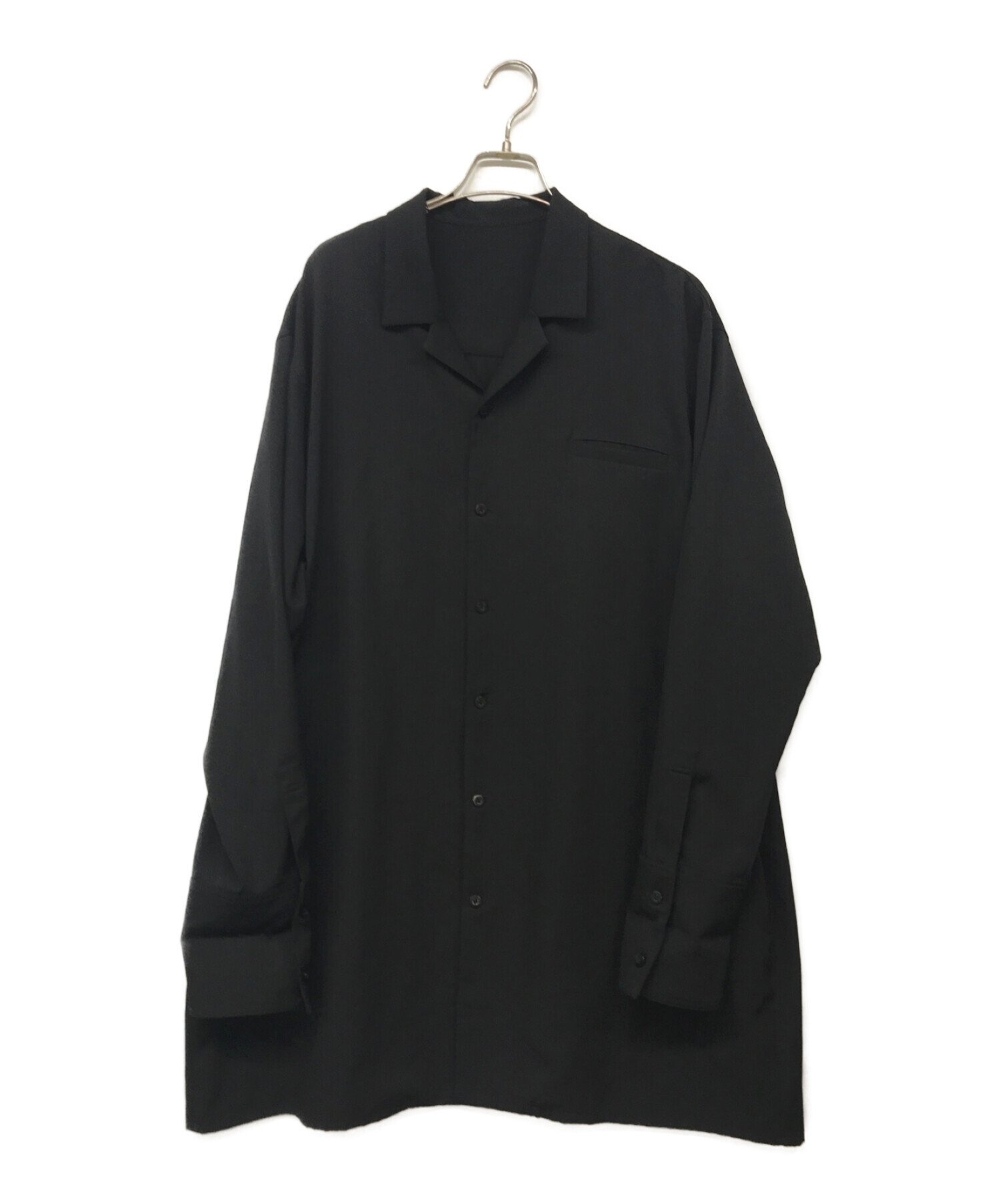 BISHOOL (ビシュール) Wool Gabardine Big Shirt/ウールビッグシャツ ブラック サイズ:FREE