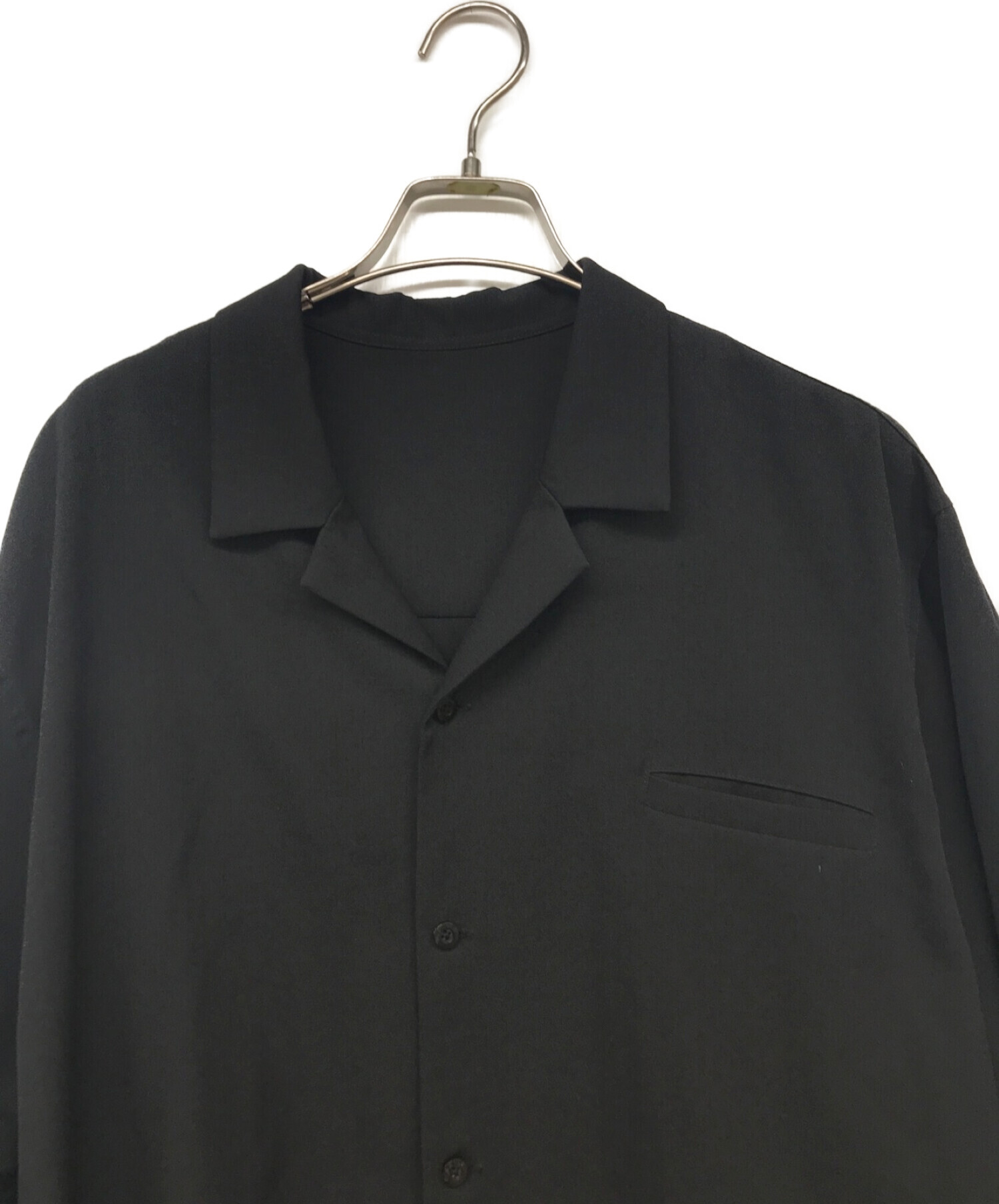 BISHOOL (ビシュール) Wool Gabardine Big Shirt/ウールビッグシャツ ブラック サイズ:FREE