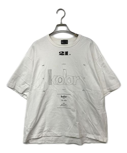【中古・古着通販】KOLOR (カラー) 半袖刺繍カットソー ホワイト