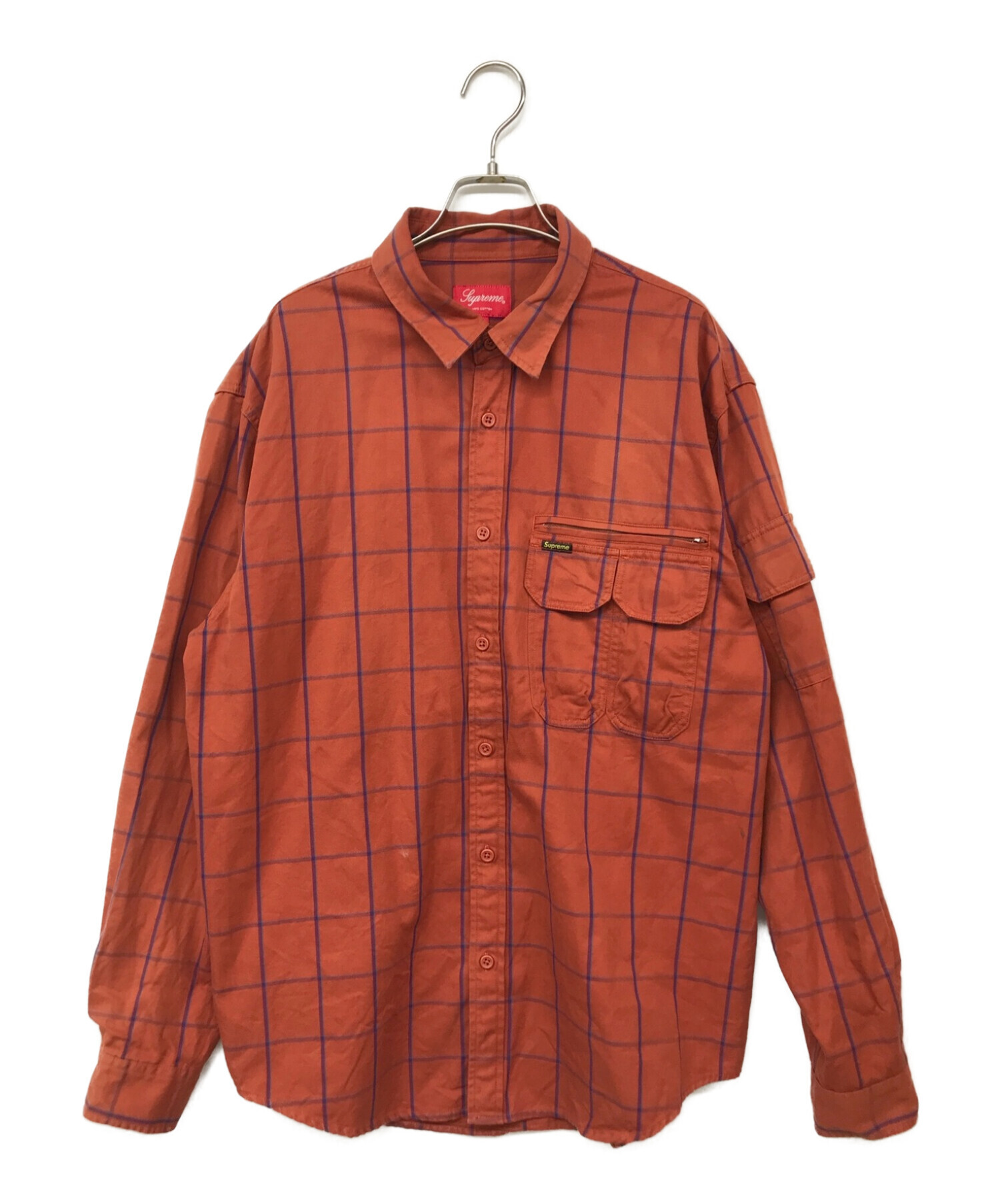 SUPREME (シュプリーム) Twill Multi Pocket Shirt/ツイルマルチポケットシャツ オレンジ サイズ:L