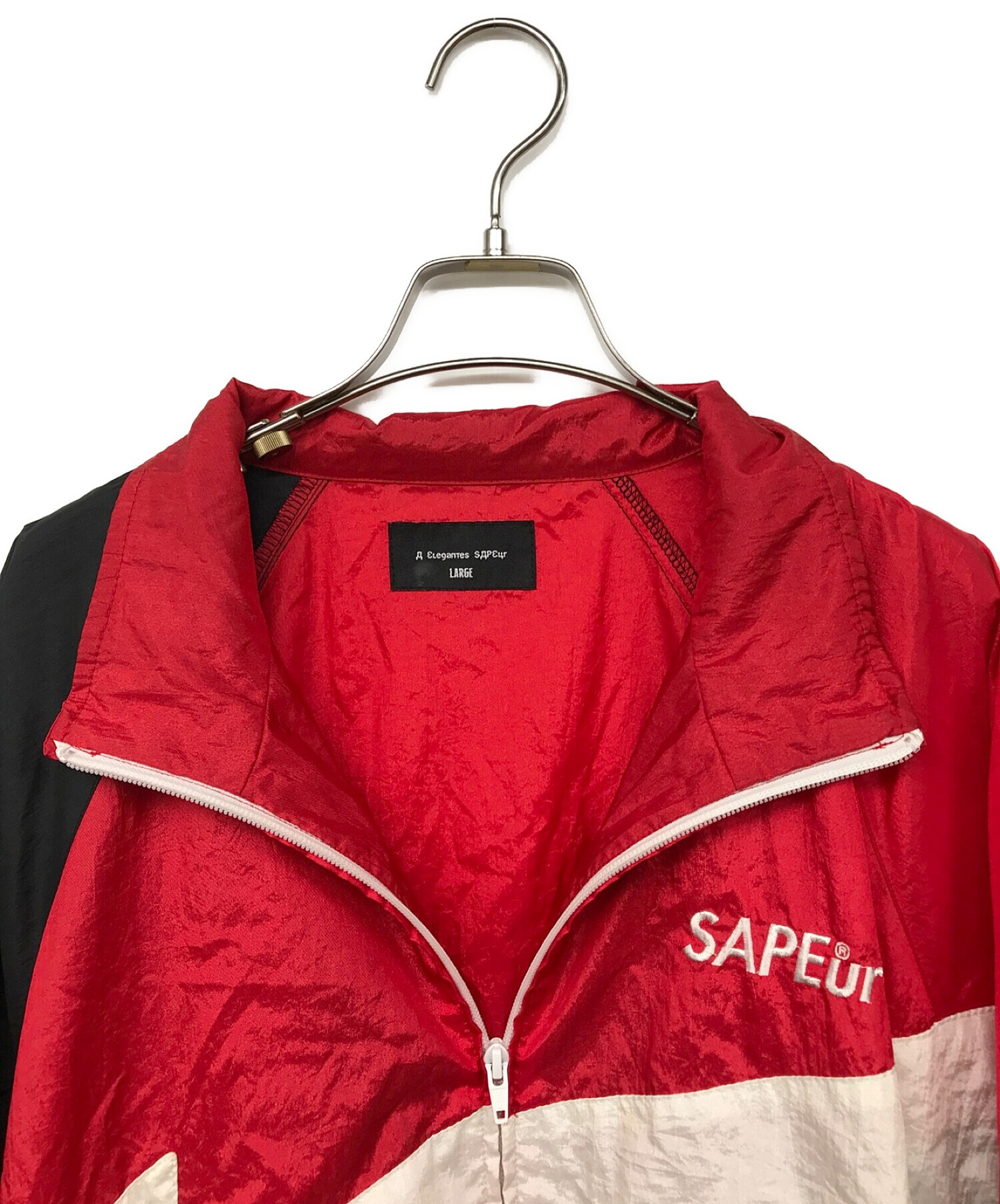 SAPEur (サプール) ナイロンジャケット レッド×ブラック サイズ:L