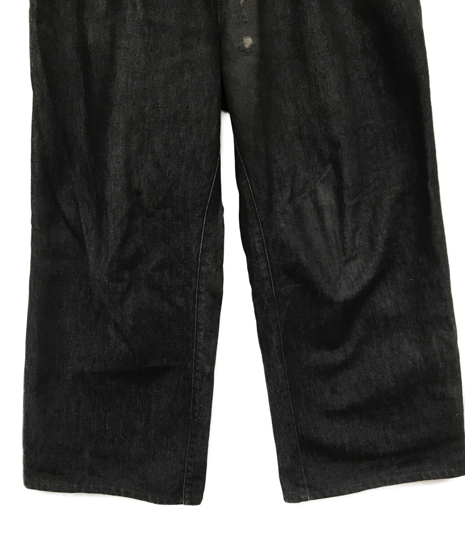 AURALEE (オーラリー) HARD TWIST DENIM WIDE SLACKS/ハードツイストデニムワイドスラックス ブラック サイズ:3