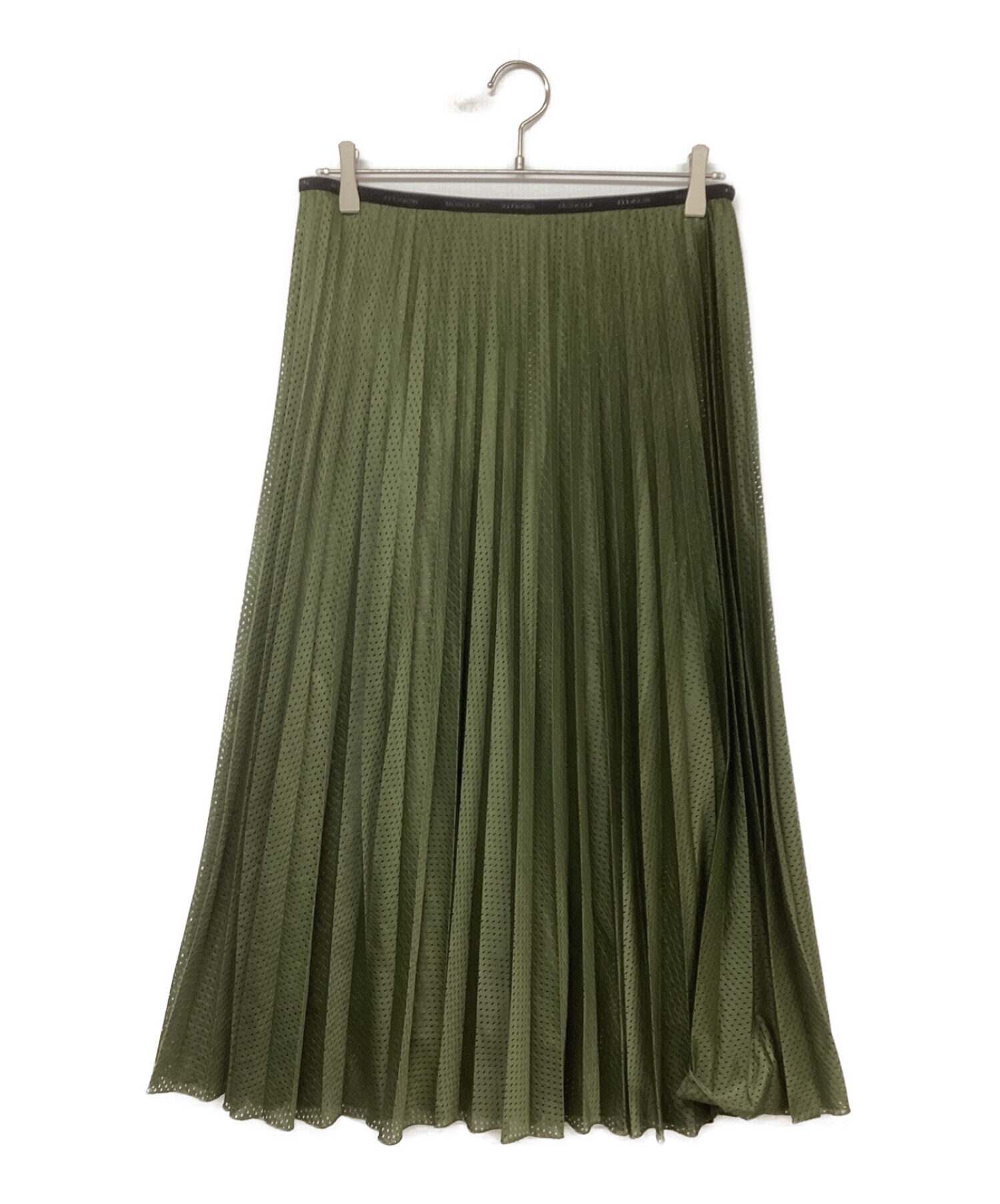 MONCLER (モンクレール) GONNA スカート メッシュ プリーツ ロング スカート 黄緑 サイズ:44
