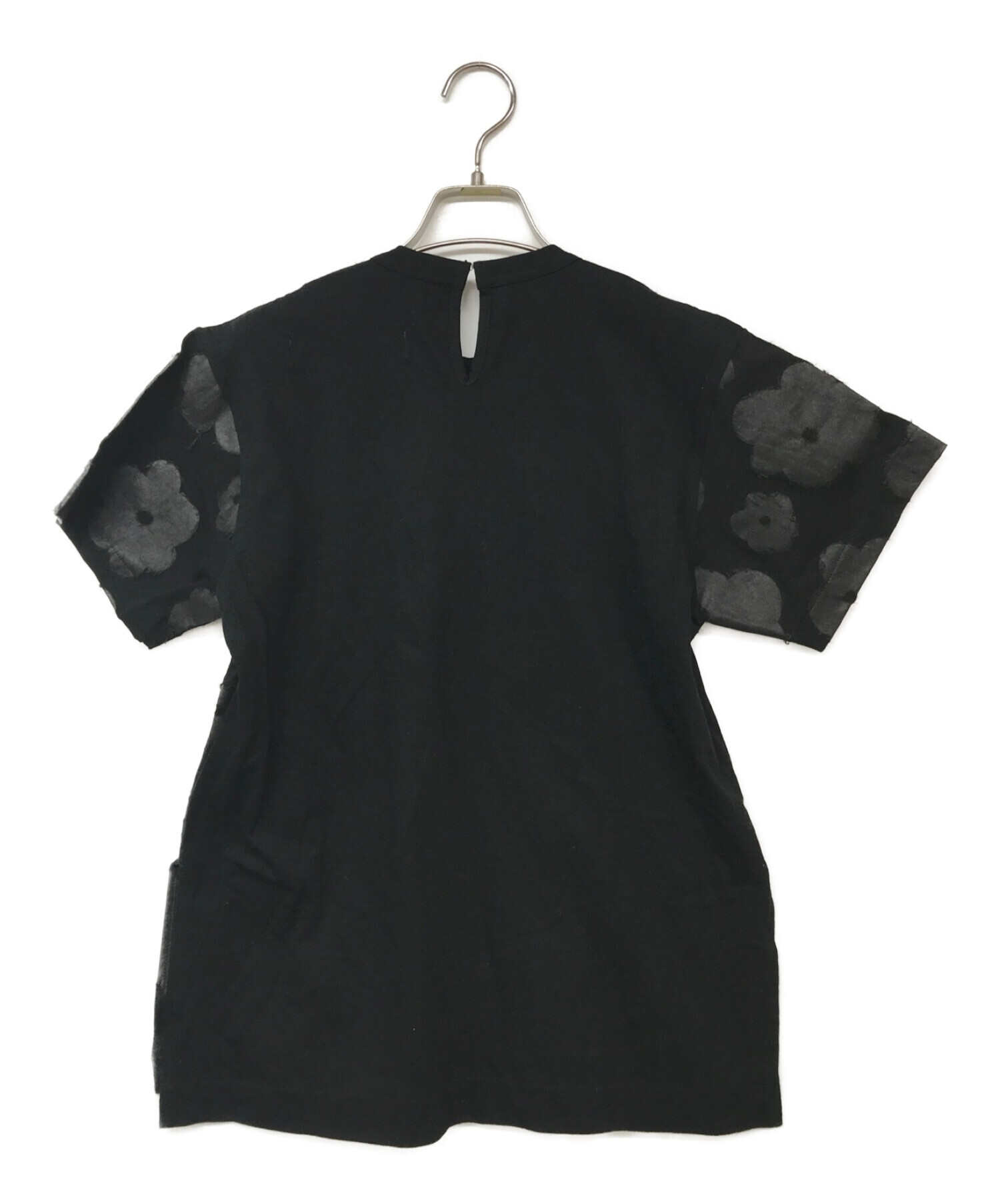 TAO COMME des GARCONS (タオ コムデギャルソン) 花モーチフTシャツ ブラック サイズ:S