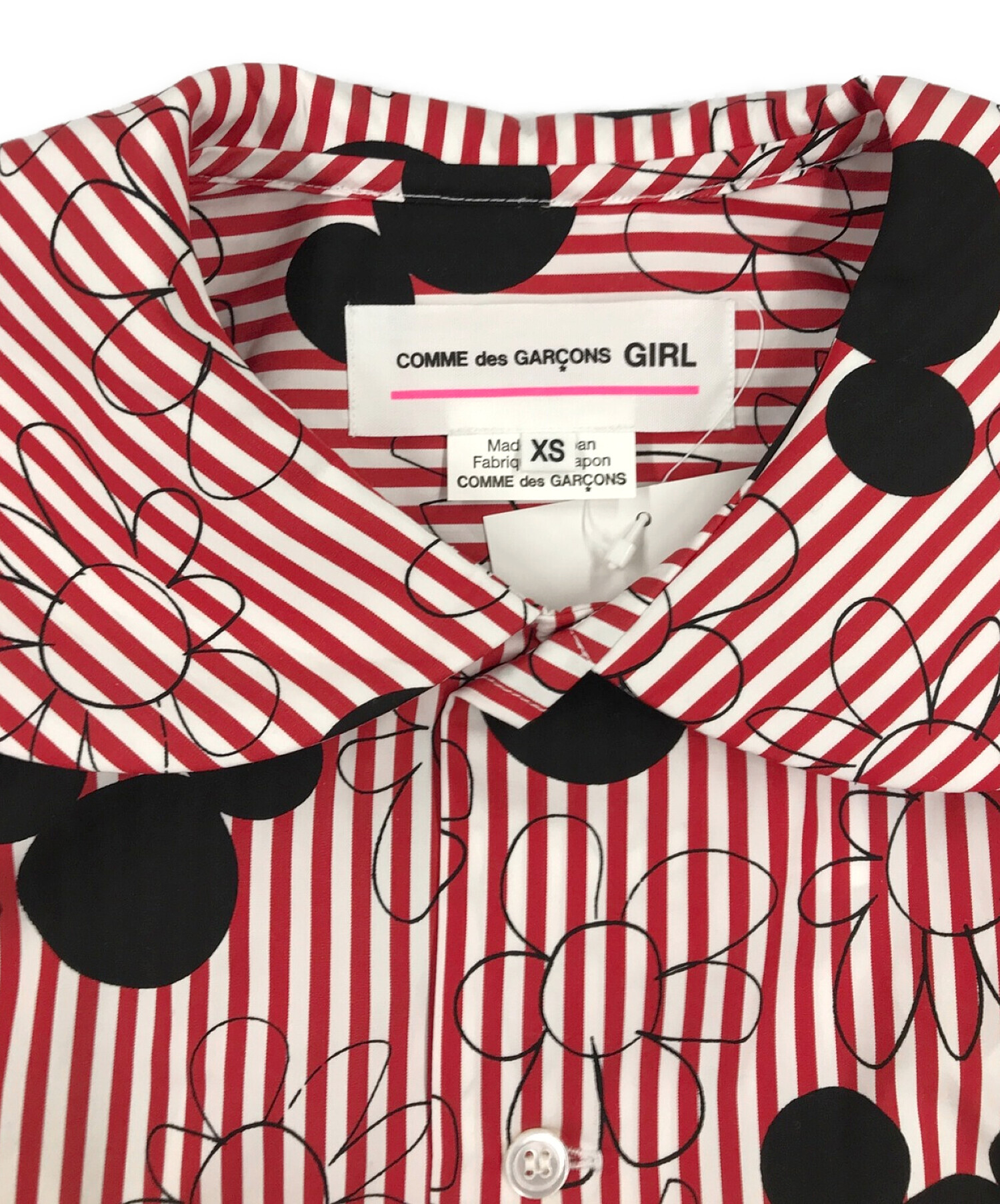 COMME des GARCONS GIRL (コムデギャルソンガール) DISNEY (ディズニー) ストライプシャツ レッド サイズ:XS