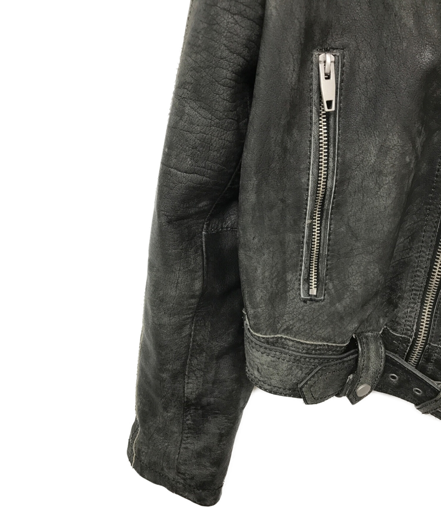 ZARA (ザラ) ヴィンテージ加工ライダースジャケット ブラック サイズ:M