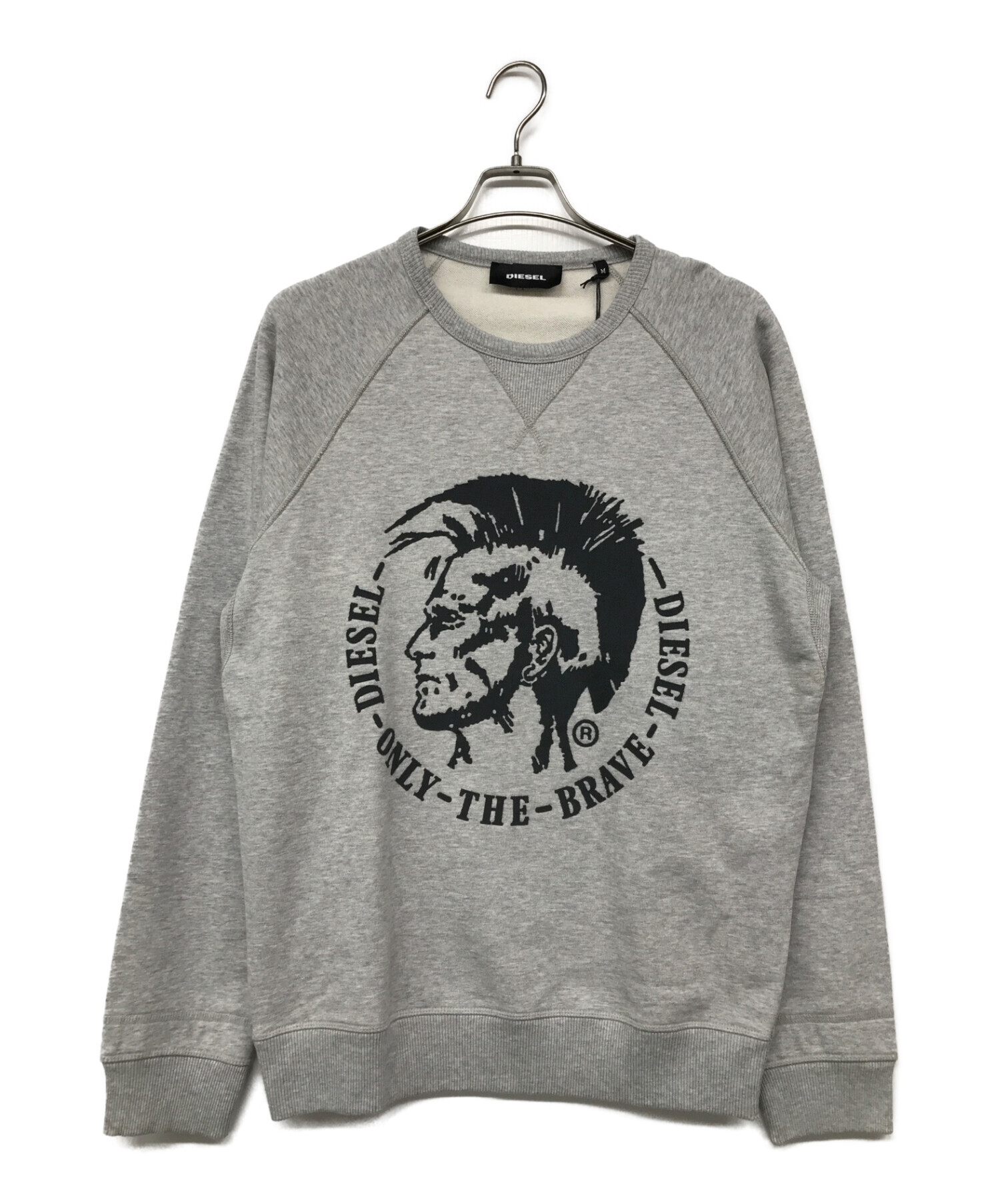 DIESEL (ディーゼル) S-ORESTES-PATCH SWEAT SHIRT/クルーネックスウェット グレー サイズ:M