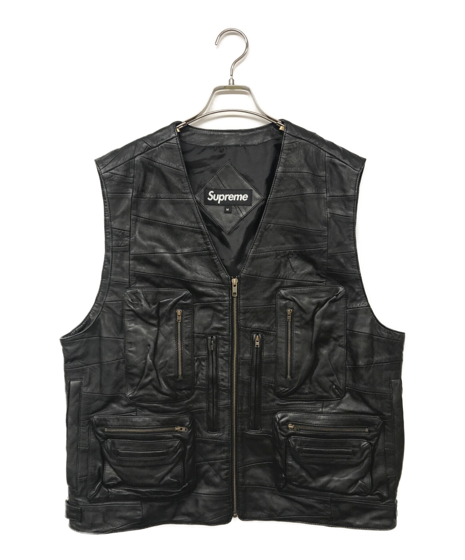 SUPREME (シュプリーム) Patchwork Leather Cargo Vest/パッチワークレザーカーゴベスト ブラック サイズ:M