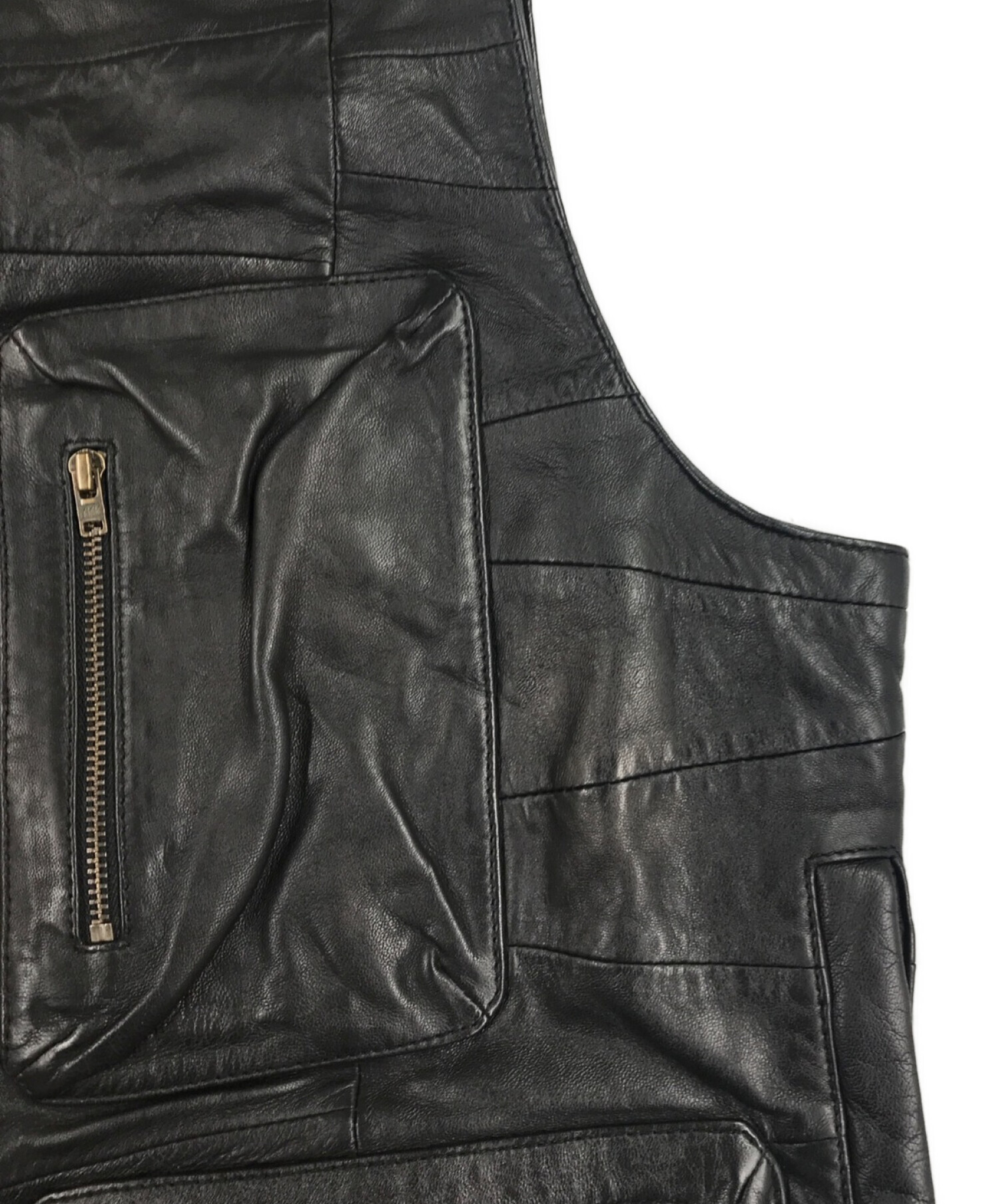 SUPREME (シュプリーム) Patchwork Leather Cargo Vest/パッチワークレザーカーゴベスト ブラック サイズ:M