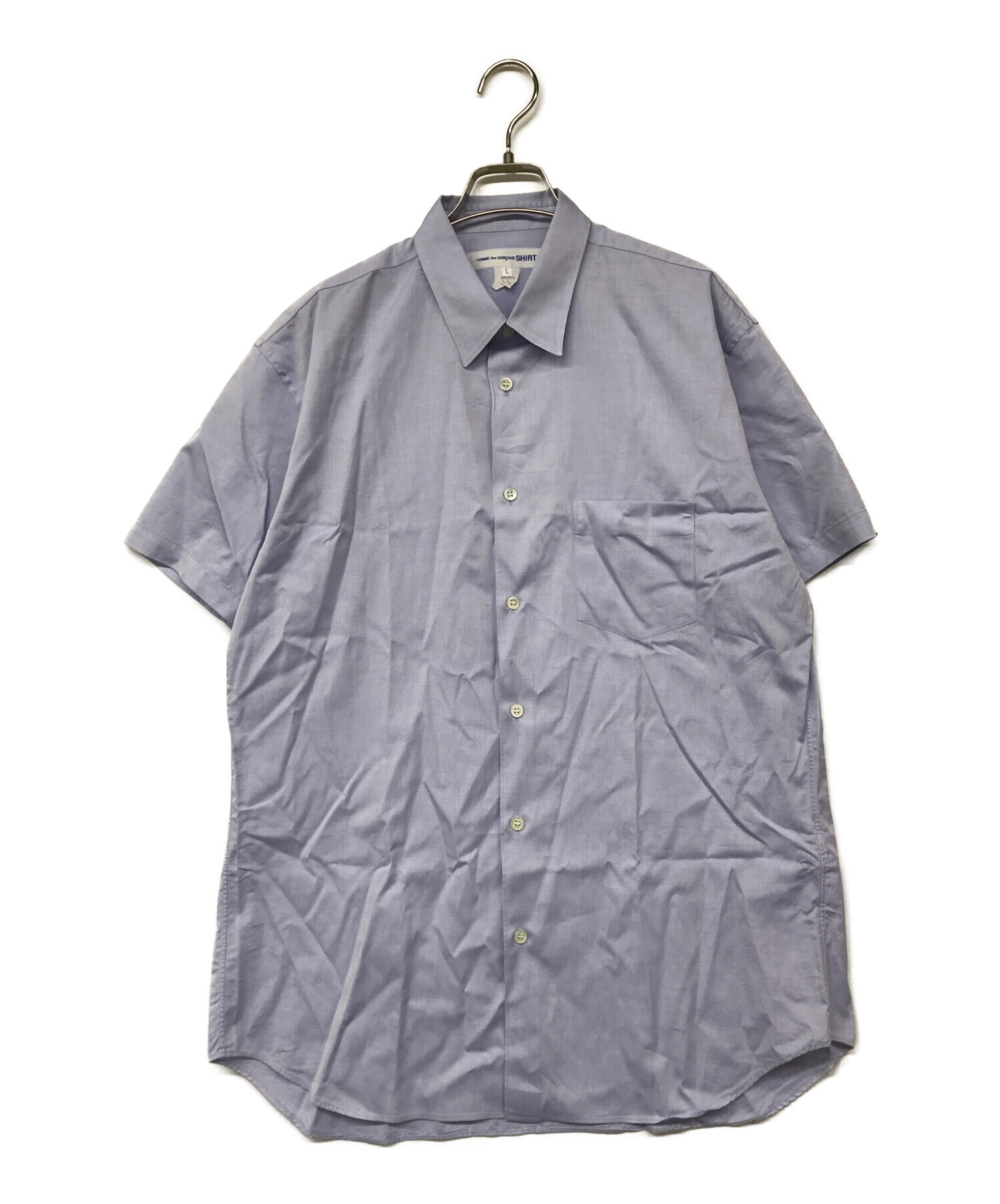 COMME des GARCONS SHIRT◇半袖シャツ M コットン ブルー ストライプ 