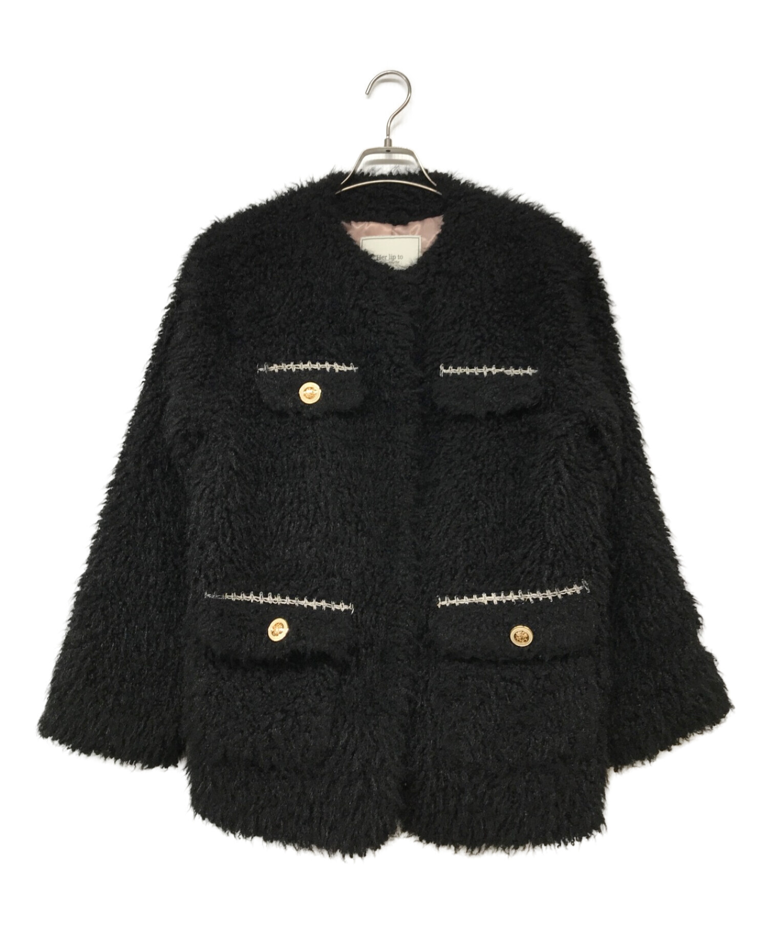 HER LIP TO (ハーリップトゥ) Royal Faux Fur Coat ブラック サイズ:S