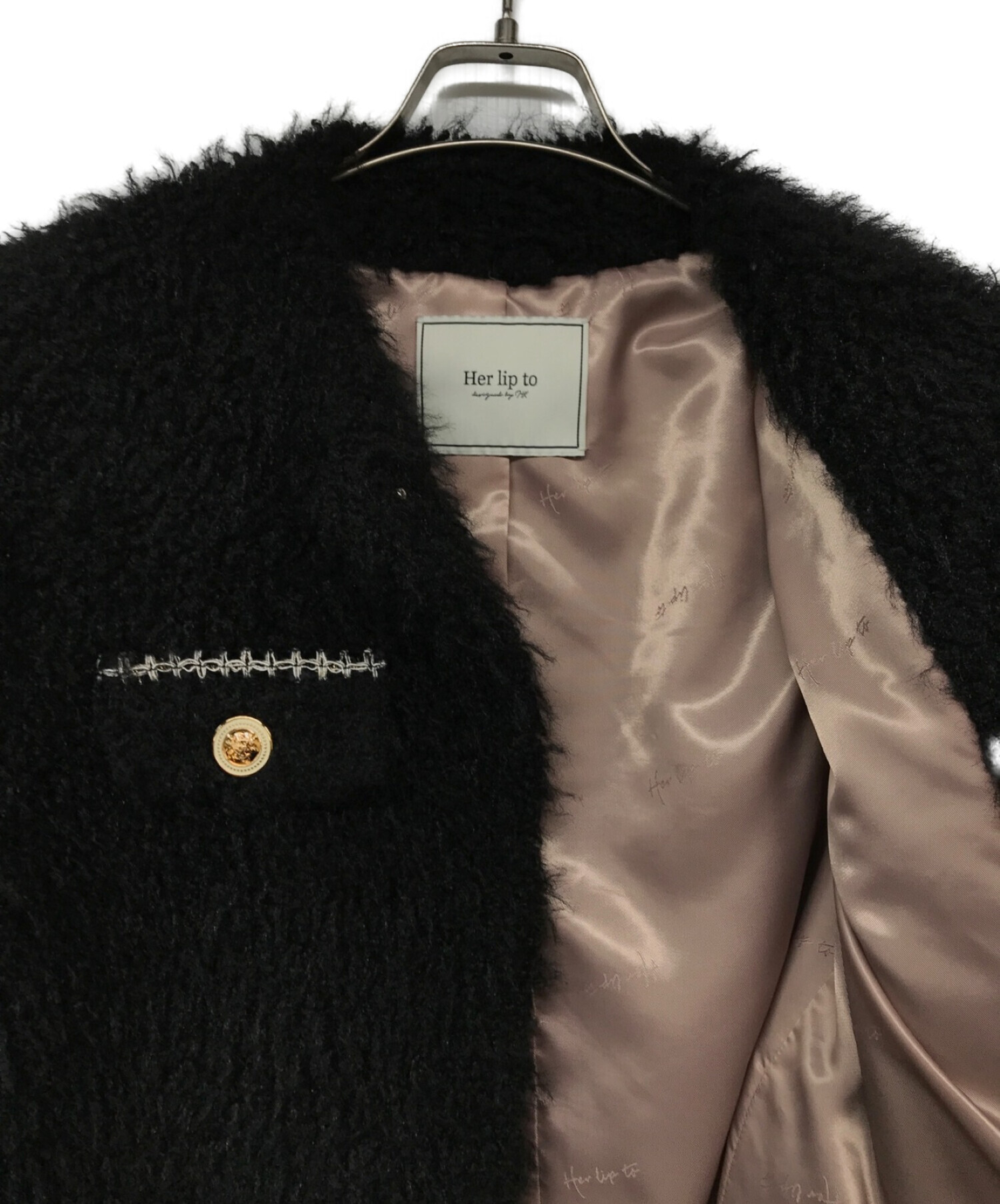 HER LIP TO (ハーリップトゥ) Royal Faux Fur Coat ブラック サイズ:S