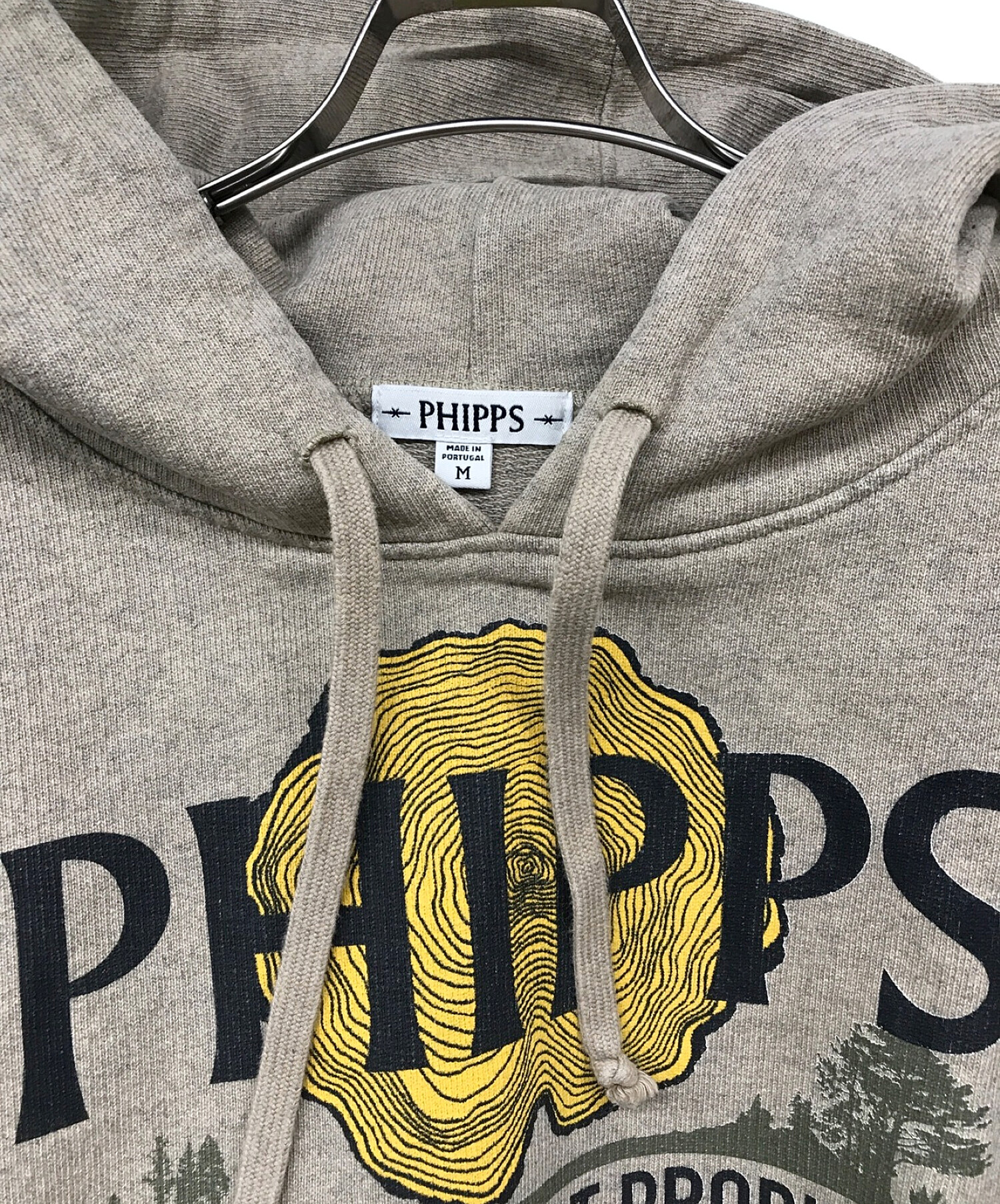 PHIPPS (フィップス) forest logo cotton hoodie/フォレストロゴコットンフーディ ブラウン サイズ:M