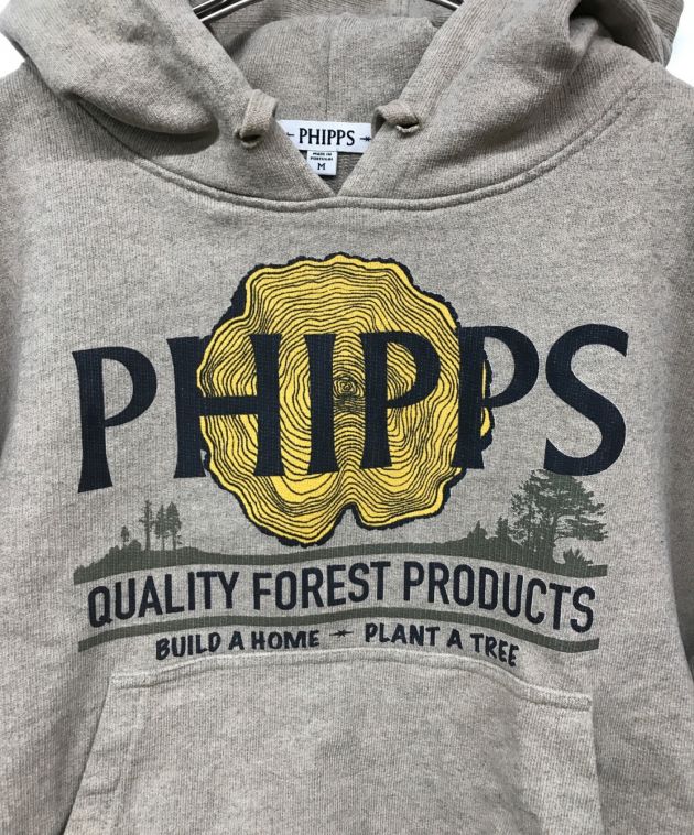 PHIPPS (フィップス) forest logo cotton hoodie/フォレストロゴコットンフーディ ブラウン サイズ:M