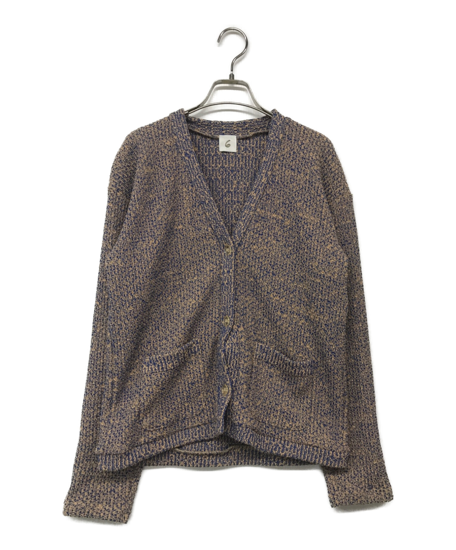 6(ROKU) BEAUTY&YOUTH (ロク ビューティーアンドユース) MIX V NECK CARDIGAN/ミックスネックカーディガン  ベージュ サイズ:Free