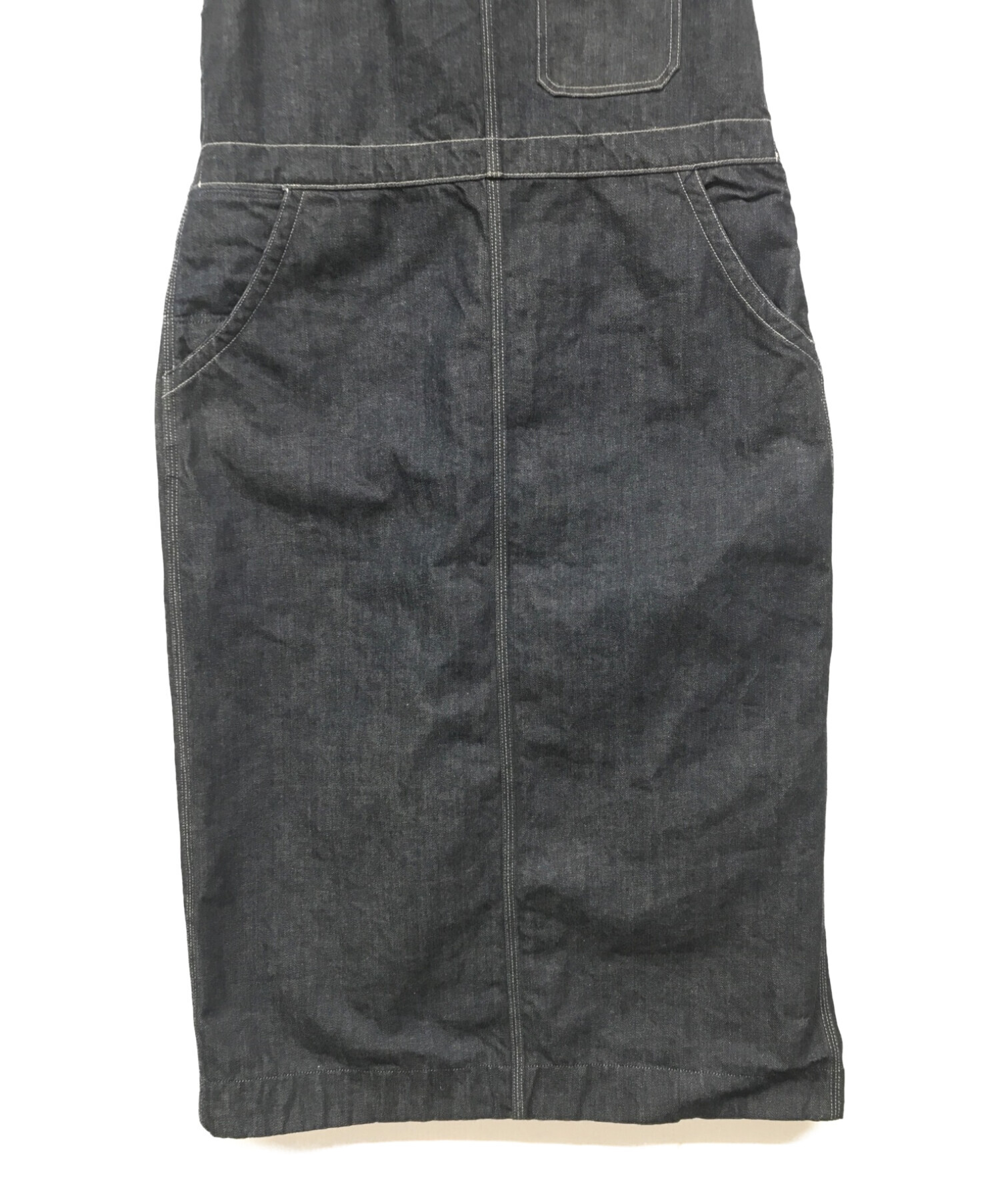 45R 麦デニムのオーバースカート(濃) - ロングスカート