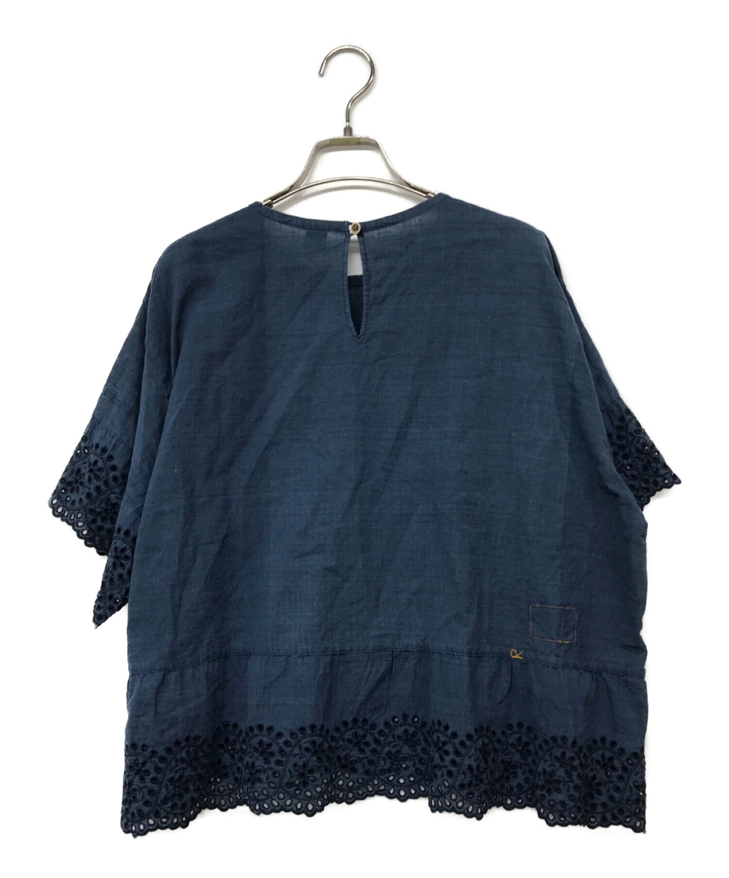 45R (フォーティーファイブアール) 藍インドカディのカットワークdeTシャツ ブルー サイズ:Free