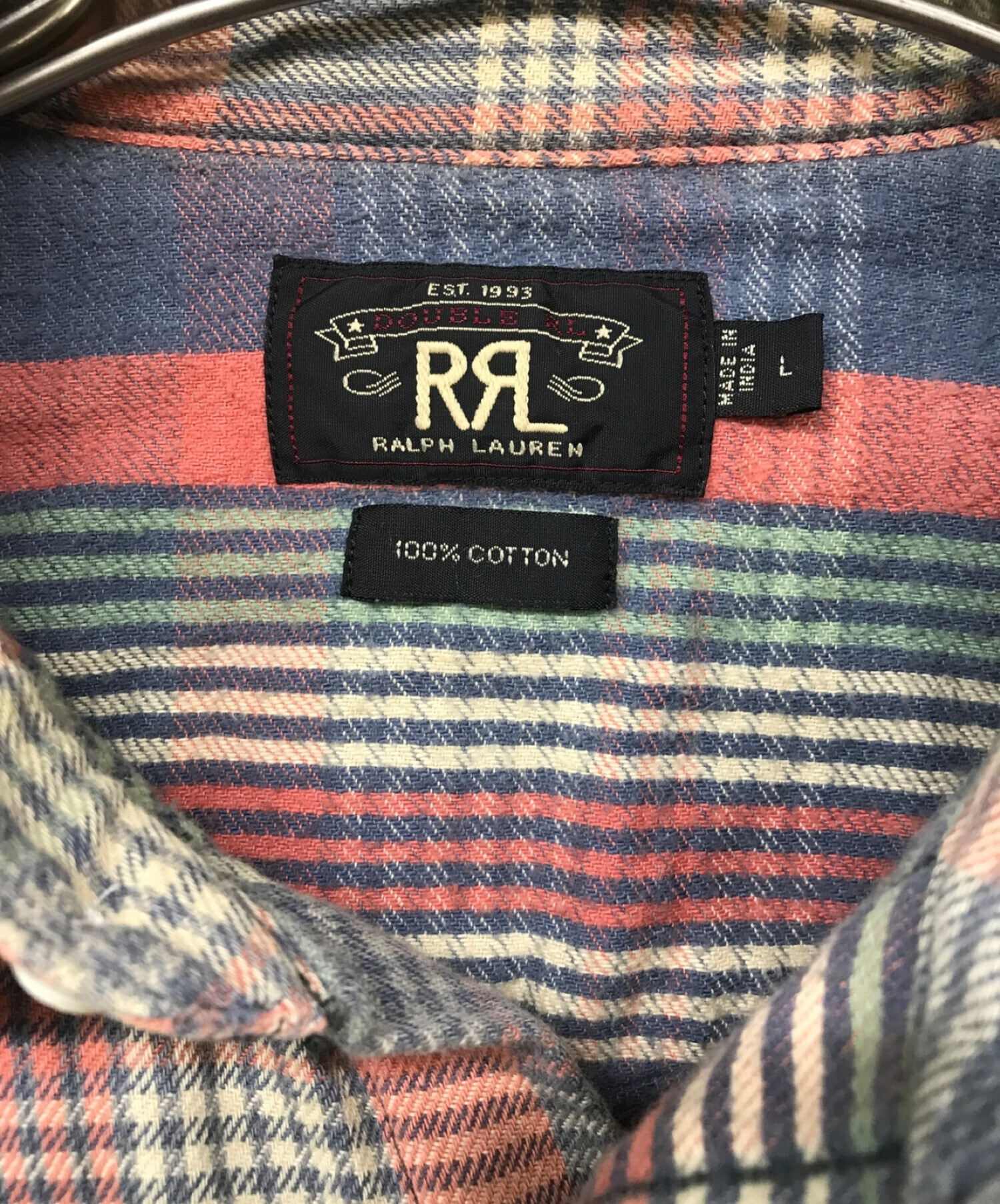 RRL (ダブルアールエル) ウエスタンシャツ レッド×グレー サイズ:L