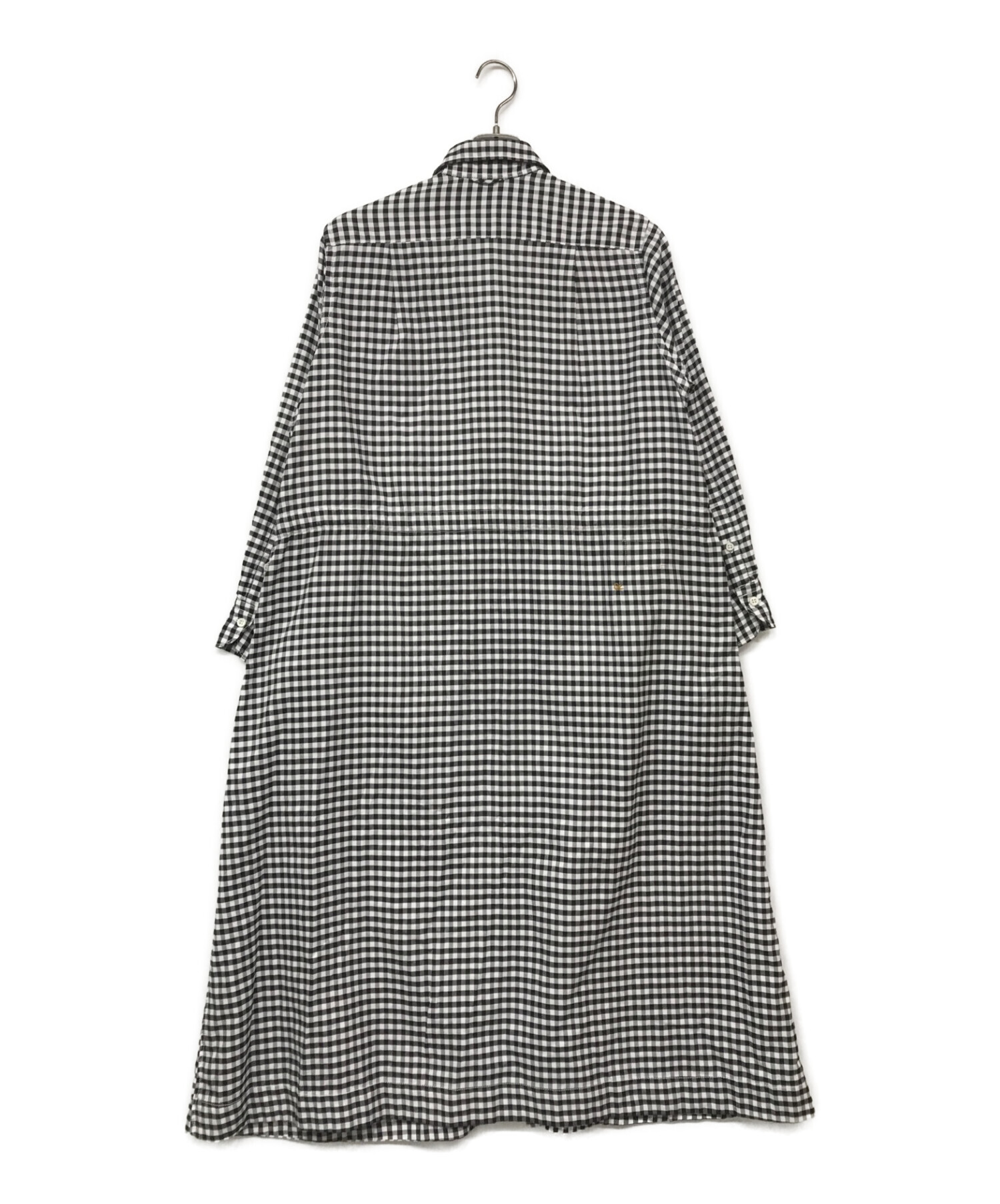 45R (フォーティーファイブアール) 薄オックスギンガムのシャツドレス ブラック×ホワイト サイズ:2