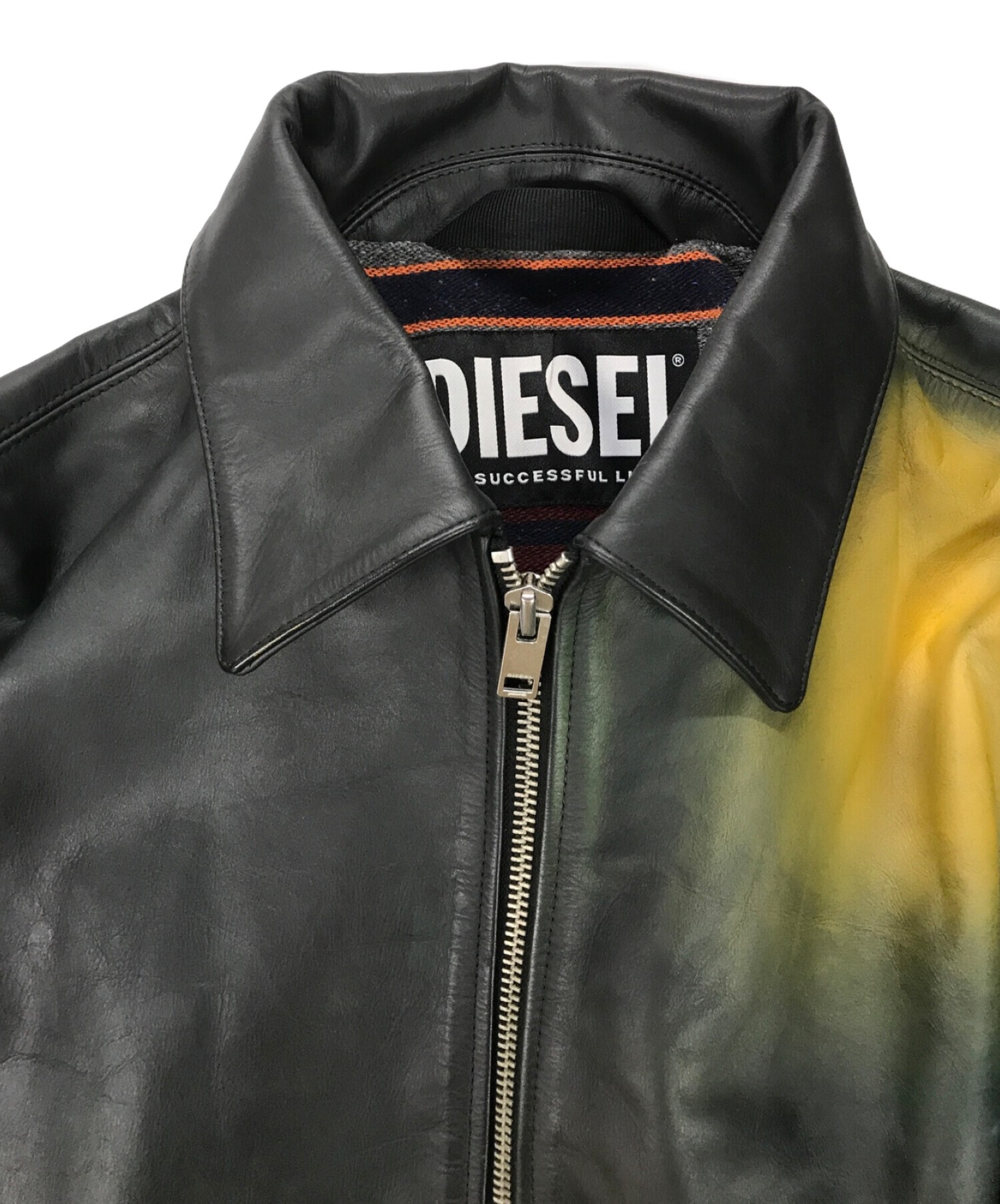 中古・古着通販】DIESEL (ディーゼル) グラデーションカラーシングルレザージャケット ブラック×グリーン サイズ:M｜ブランド・古着通販  トレファク公式【TREFAC FASHION】スマホサイト